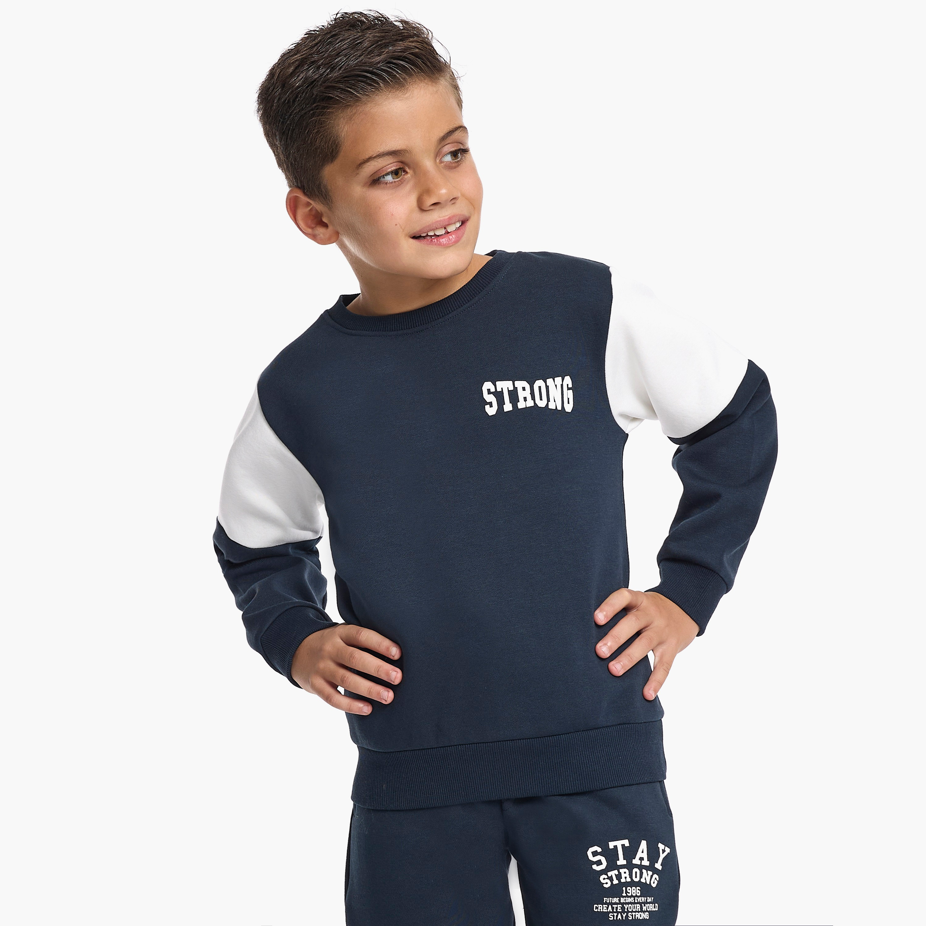 Victor and Jane 2-Piece Stay Strong Printed Sweatshirt & Jogger Sets-baby-boys-clothing-winterwear-setsandcoords-image-4