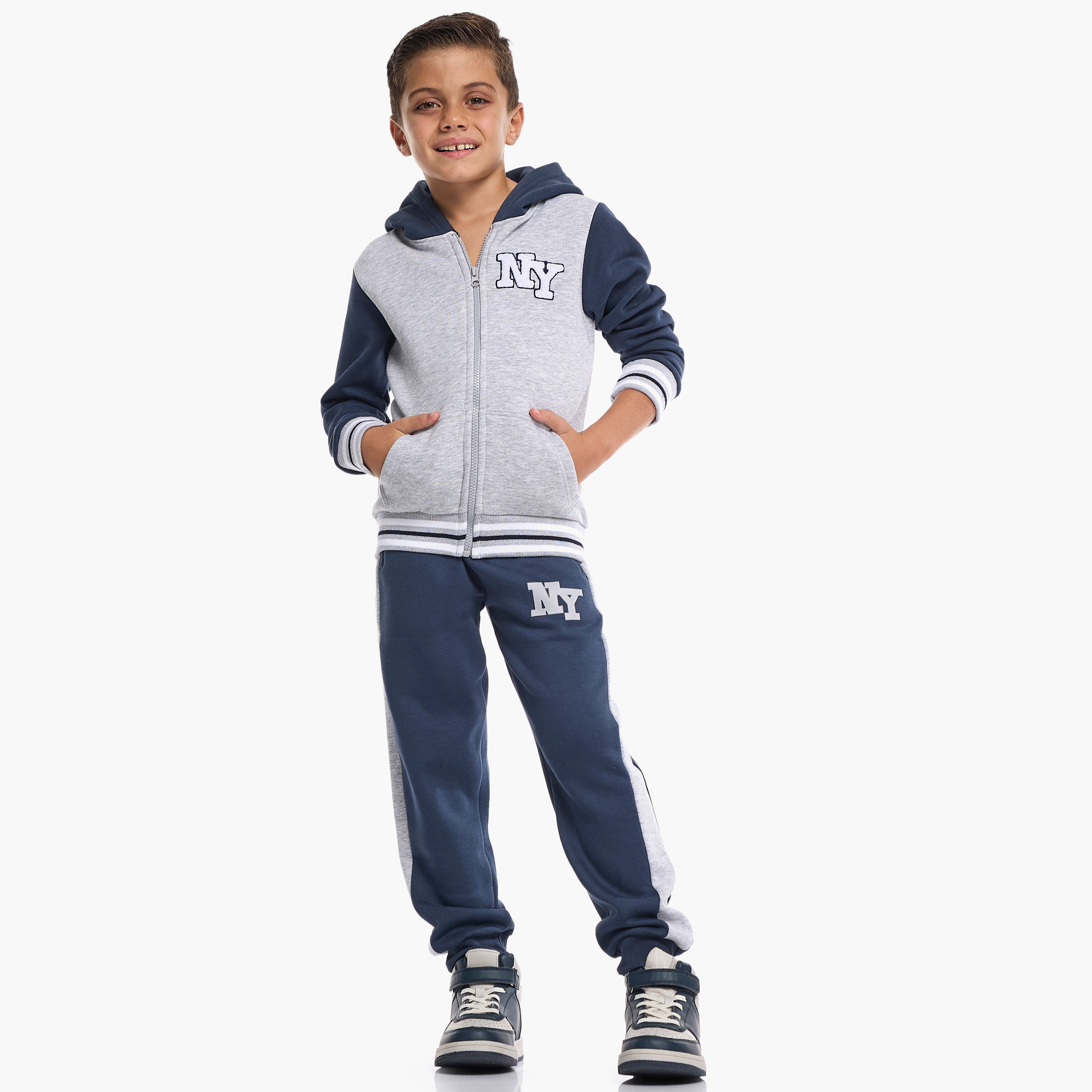 Victor and Jane 2-Piece NY Logo Printed Hoodie & Jogger Sets-boys-clothing-setsandcoords-image-2