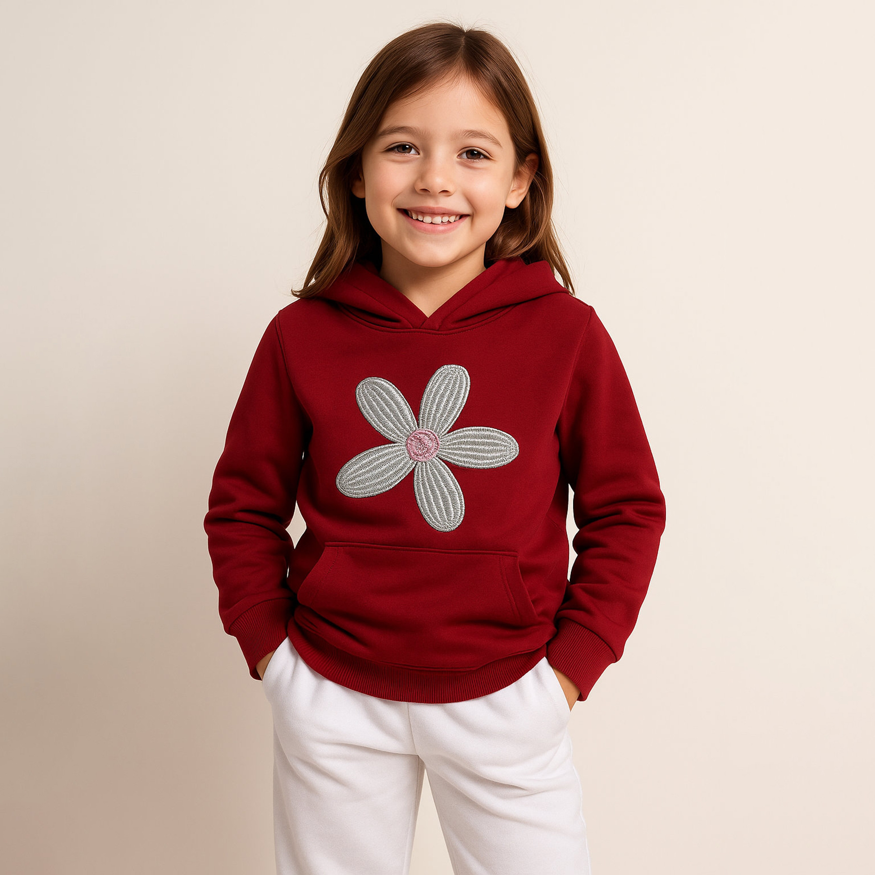 Victor and Jane Daisy Applique Printed Hoodie-baby-girls-clothing-sweatshirts-image-1