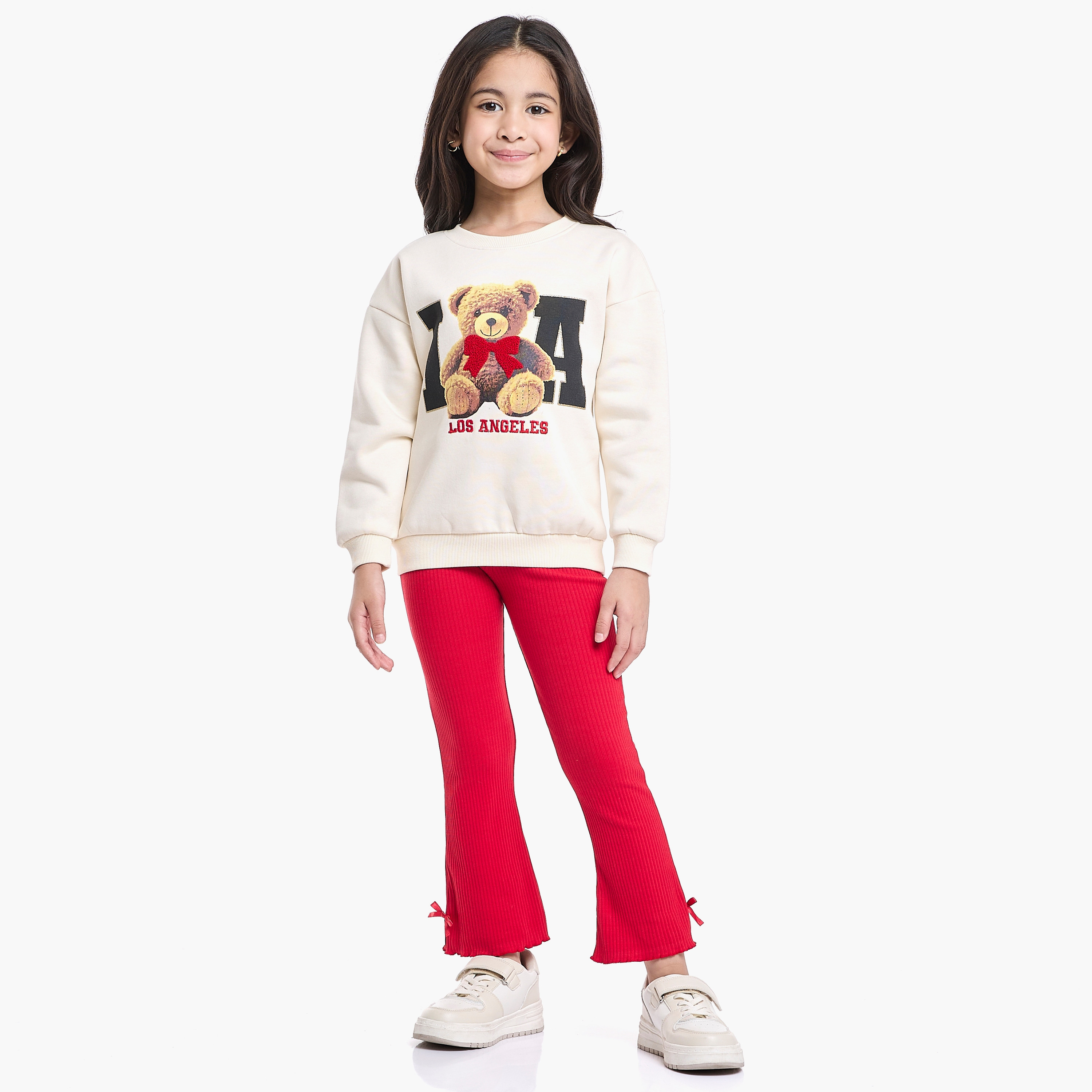 طقم من قطعتين سويت شيرت وبنطلون ليجينج بطبعة دب من فيكتور اند جين-girls-clothing-winterwear-setsandcoords-image-3