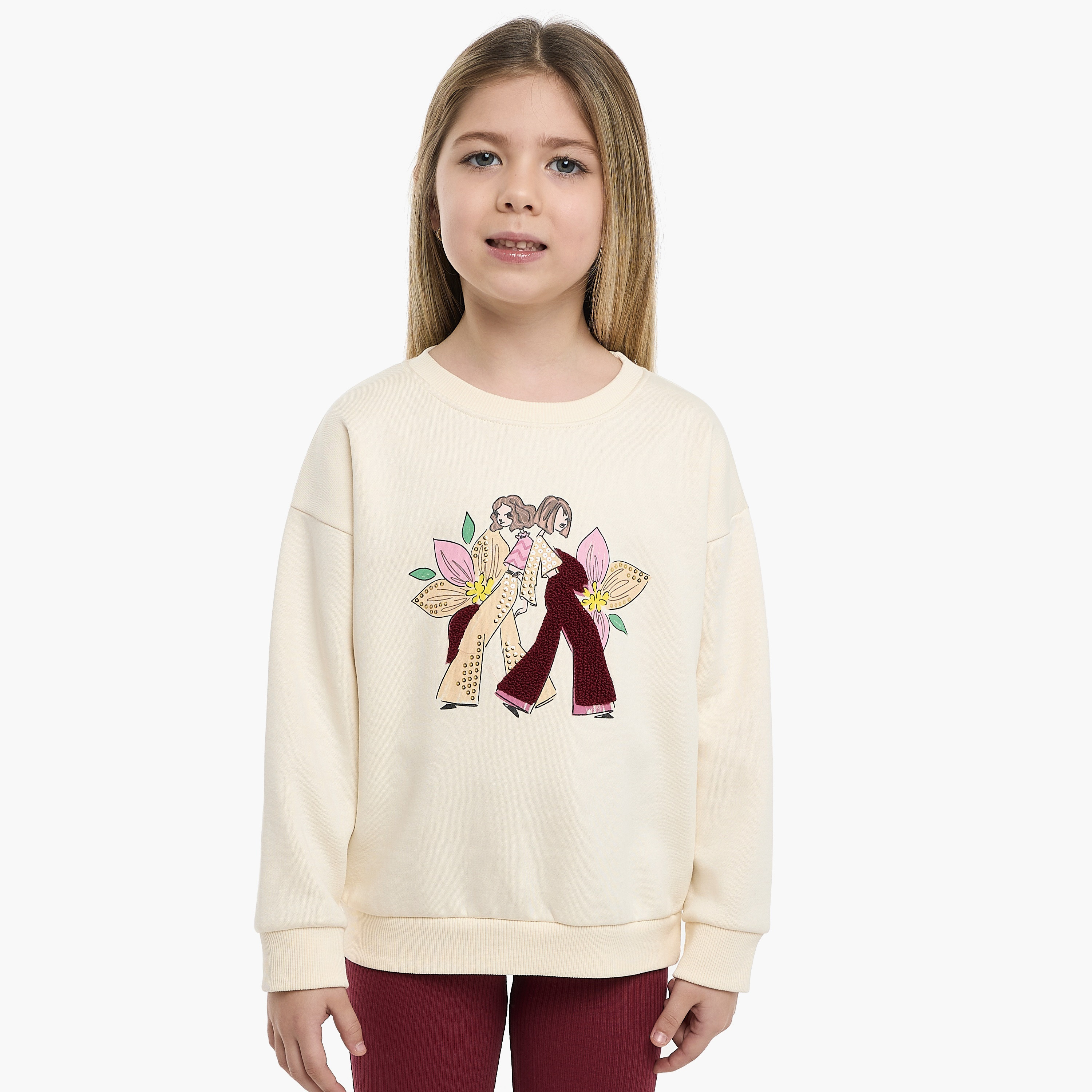 طقم من قطعتين سويت شيرت وبنطلون ليجينج بطبعة بيستيز آند بلومز من فيكتور اند جين-baby-girls-clothing-setsandcoords-image-8