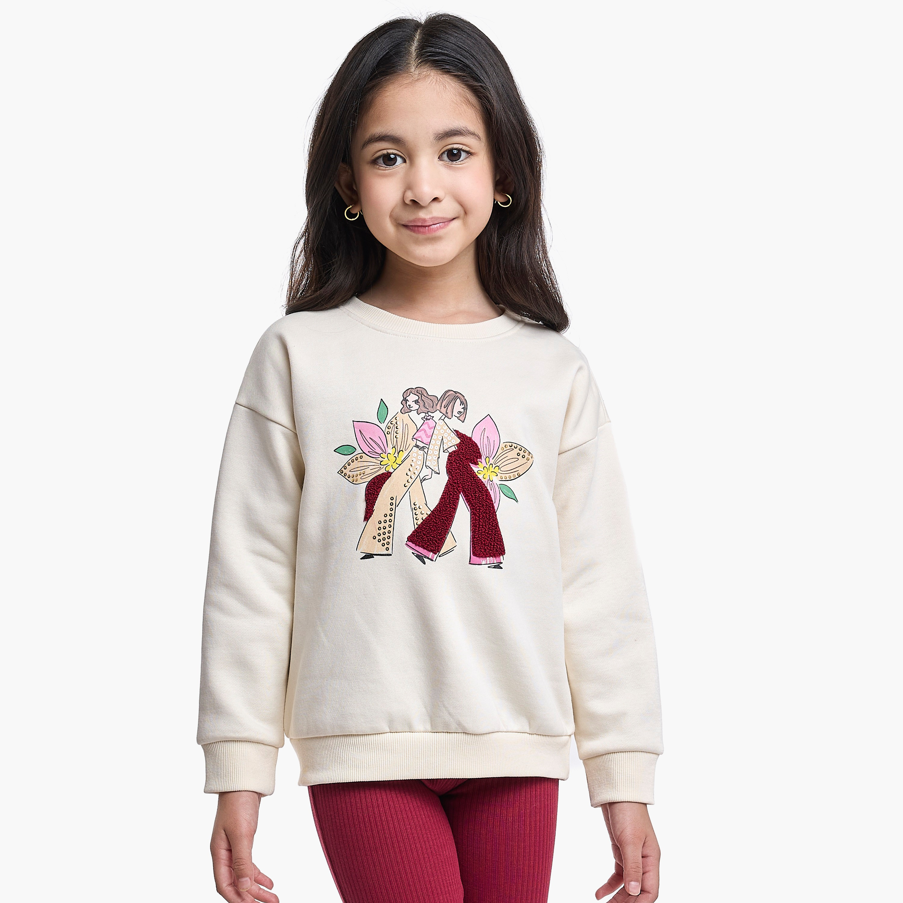 طقم من قطعتين سويت شيرت وبنطلون ليجينج بطبعة بيستيز آند بلومز من فيكتور اند جين-baby-girls-clothing-setsandcoords-image-9