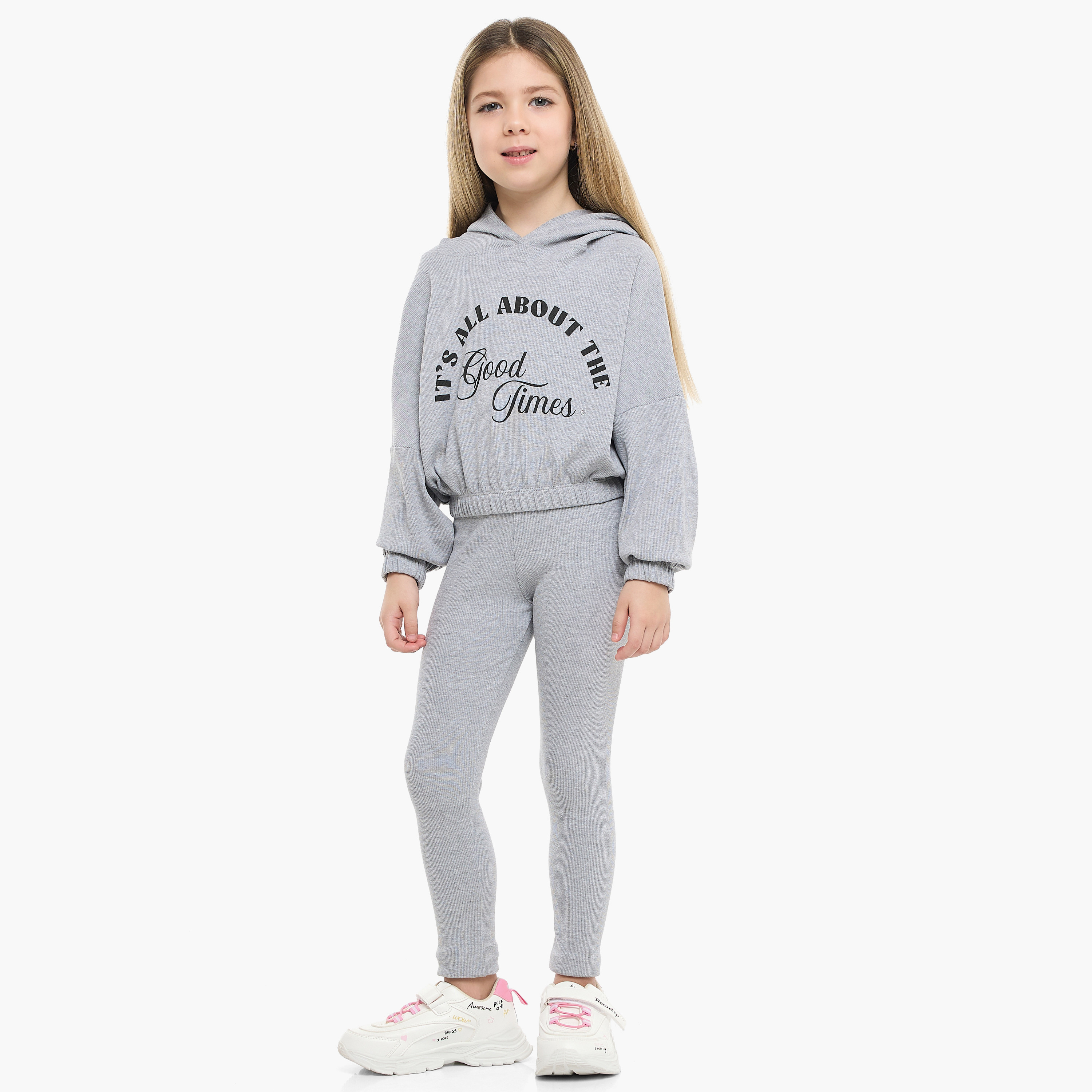 Victor and Jane 2-Piece Good Vibes Printed Hoodie & Legging Sets-baby-girls-clothing-setsandcoords-image-2