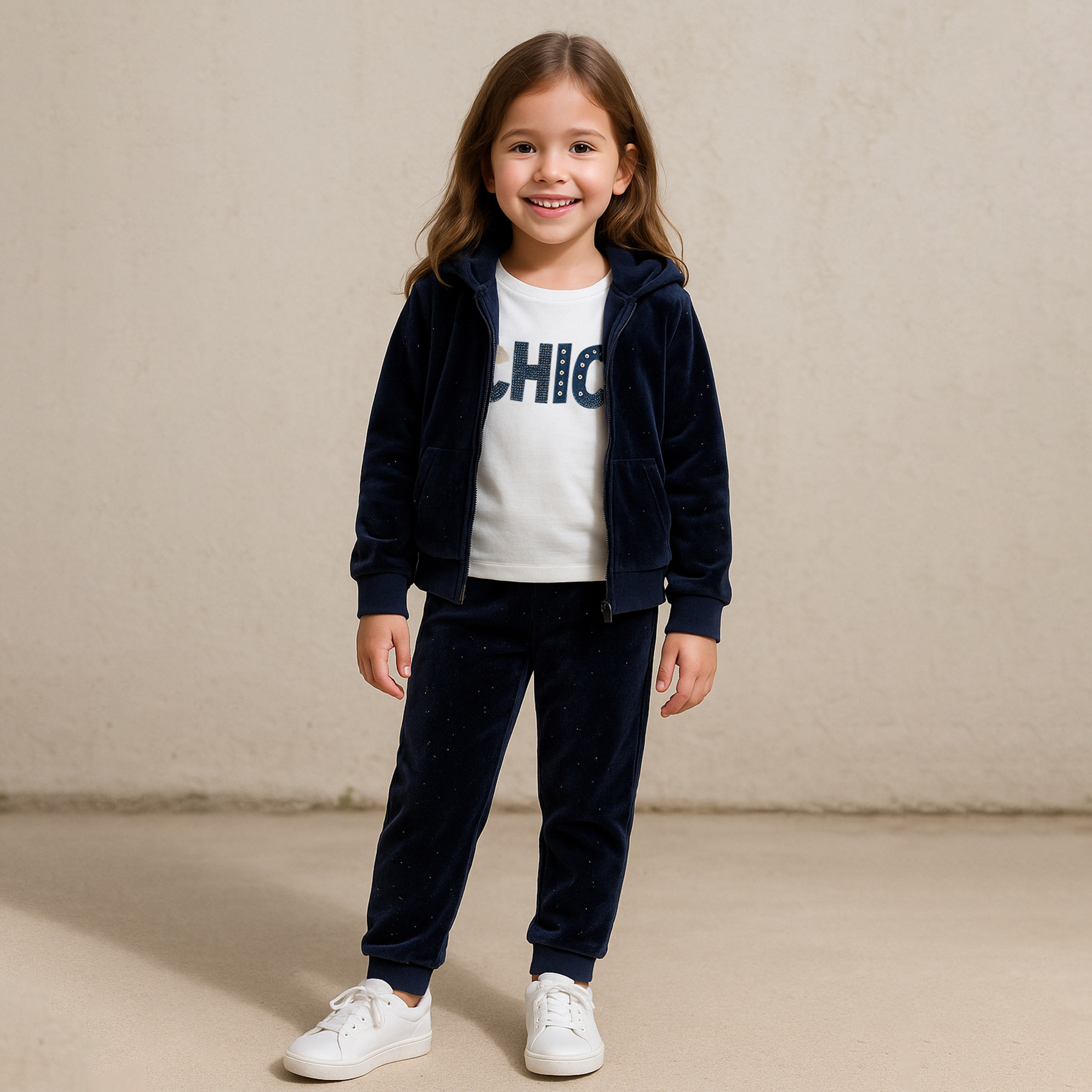 طقم من 3 قطع تي شيرت وبنطلون وجاكيت بطباعة جالاكسي سباركل من فيكتور اند جين-baby-girls-clothing-setsandcoords-image-1