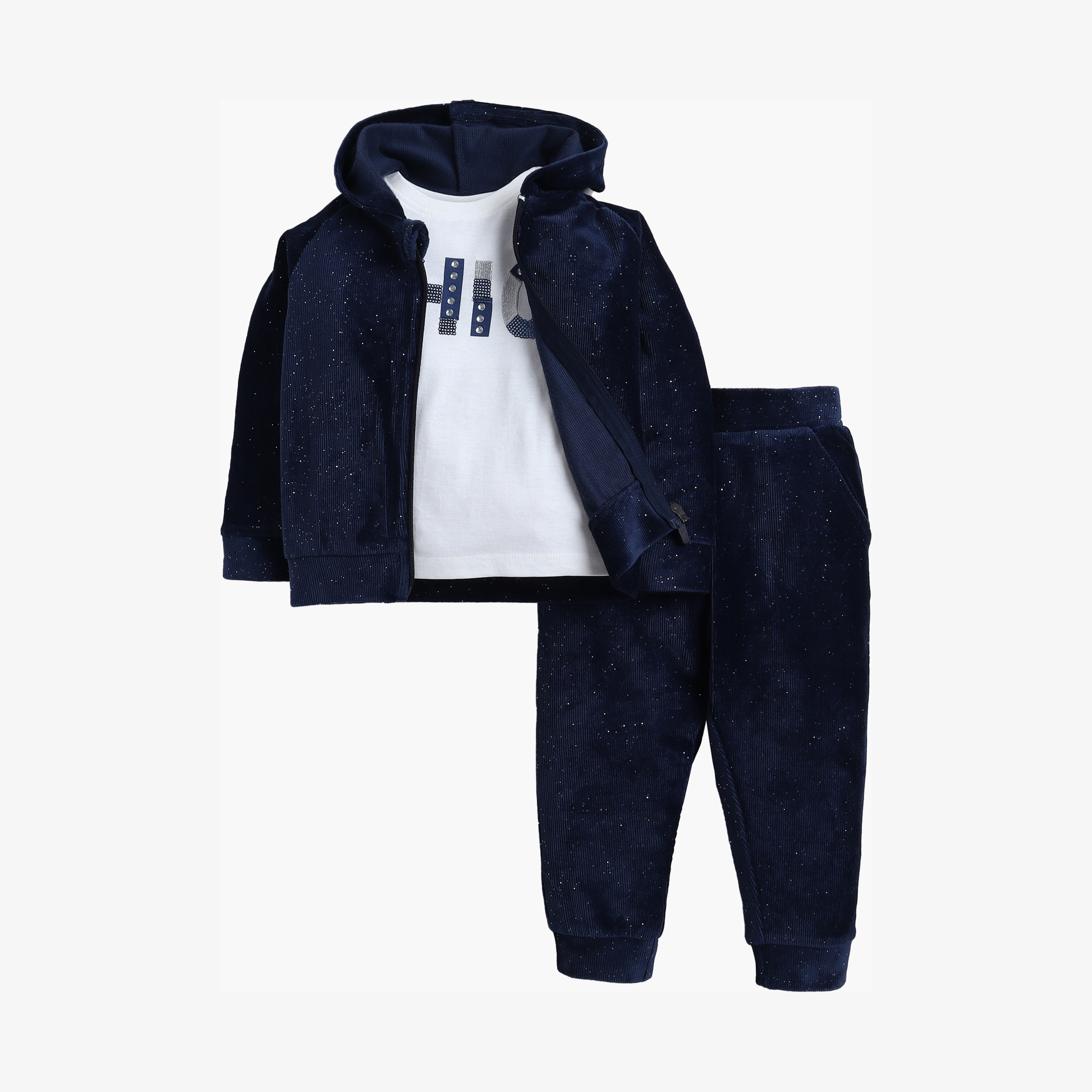 طقم من 3 قطع تي شيرت وبنطلون وجاكيت بطباعة جالاكسي سباركل من فيكتور اند جين-baby-girls-clothing-setsandcoords-image-4
