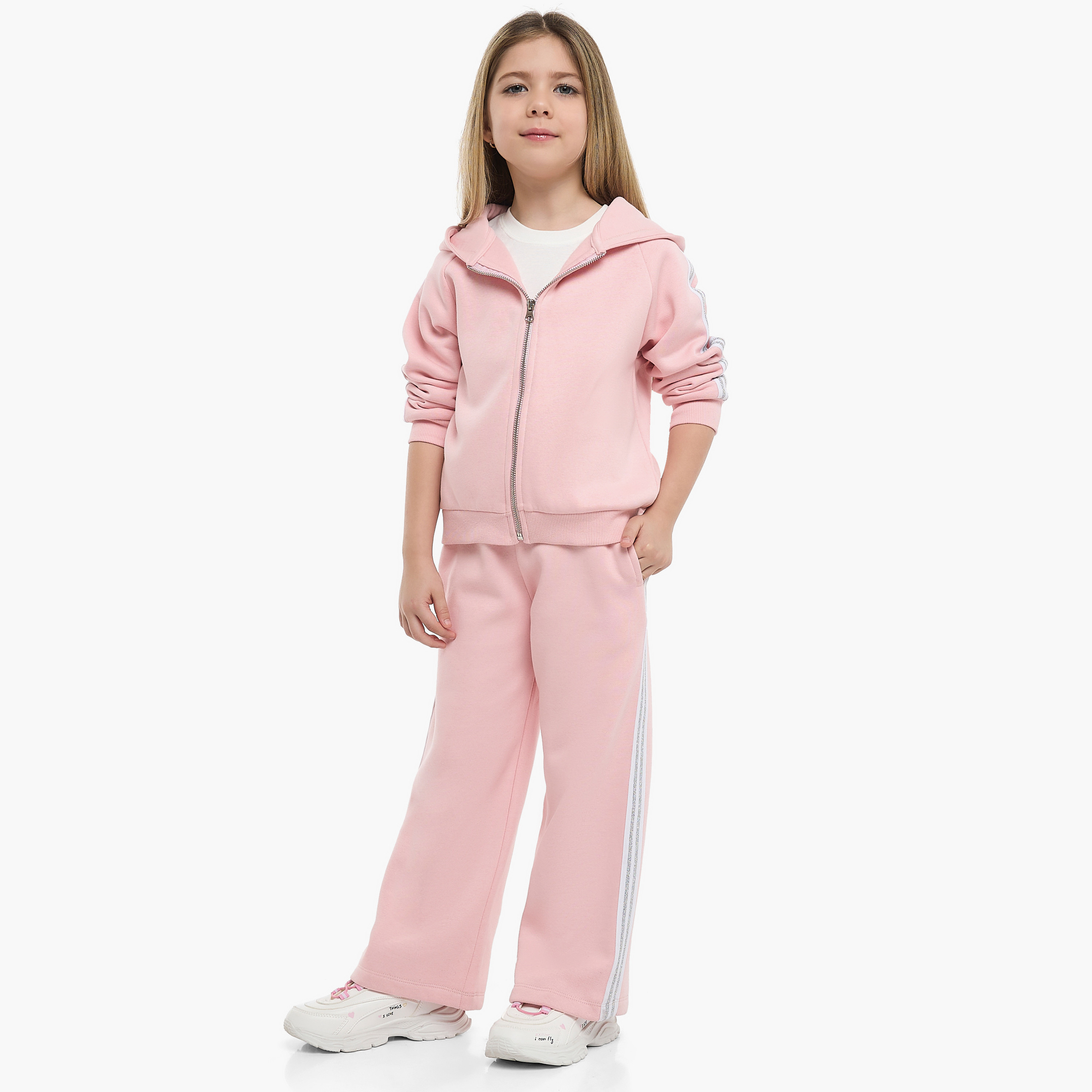 Victor and Jane 2-Piece Retro Stripe Solid Hoodie with Pants-girls-clothing-winterwear-setsandcoords-image-1