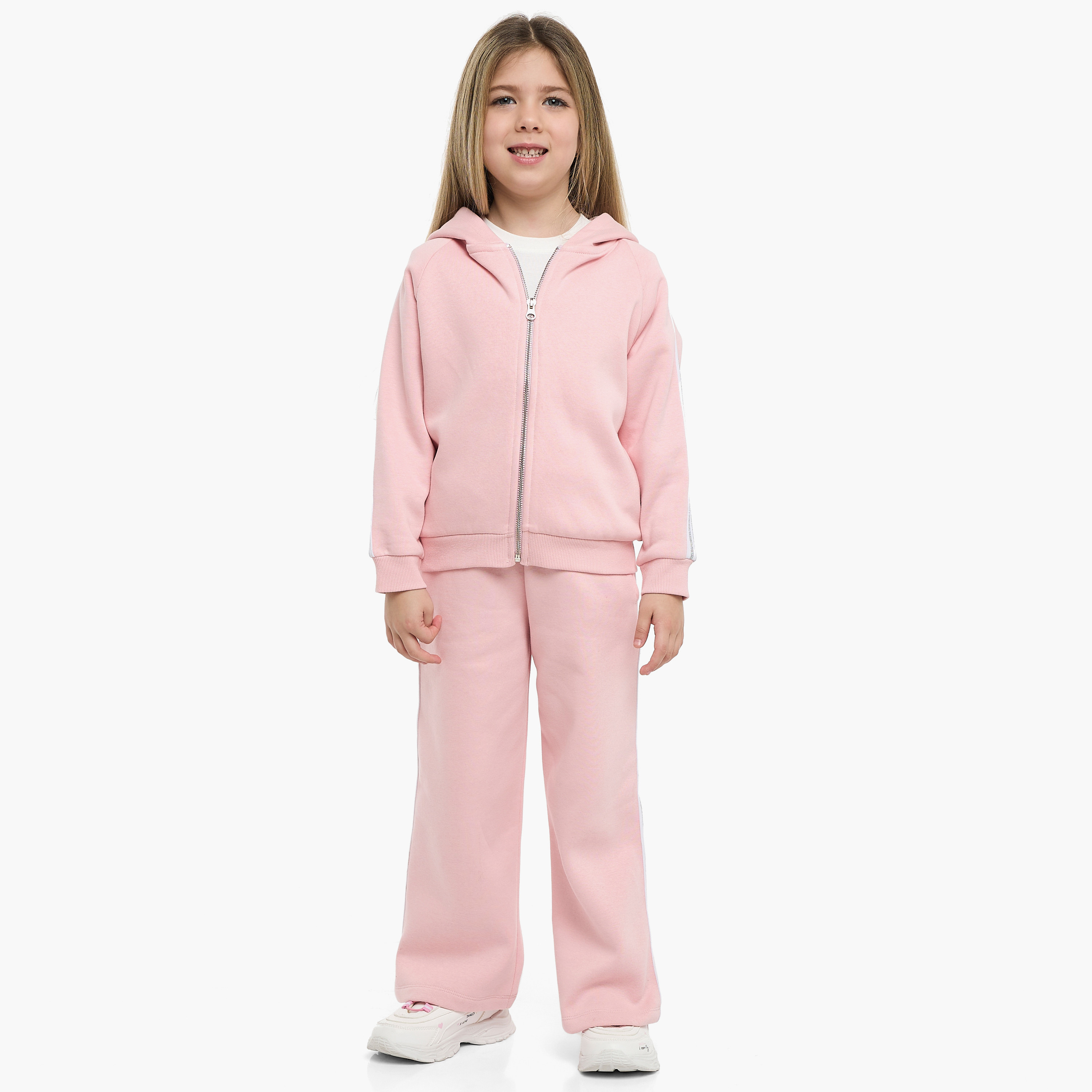 Victor and Jane 2-Piece Retro Stripe Solid Hoodie with Pants-girls-clothing-winterwear-setsandcoords-image-2