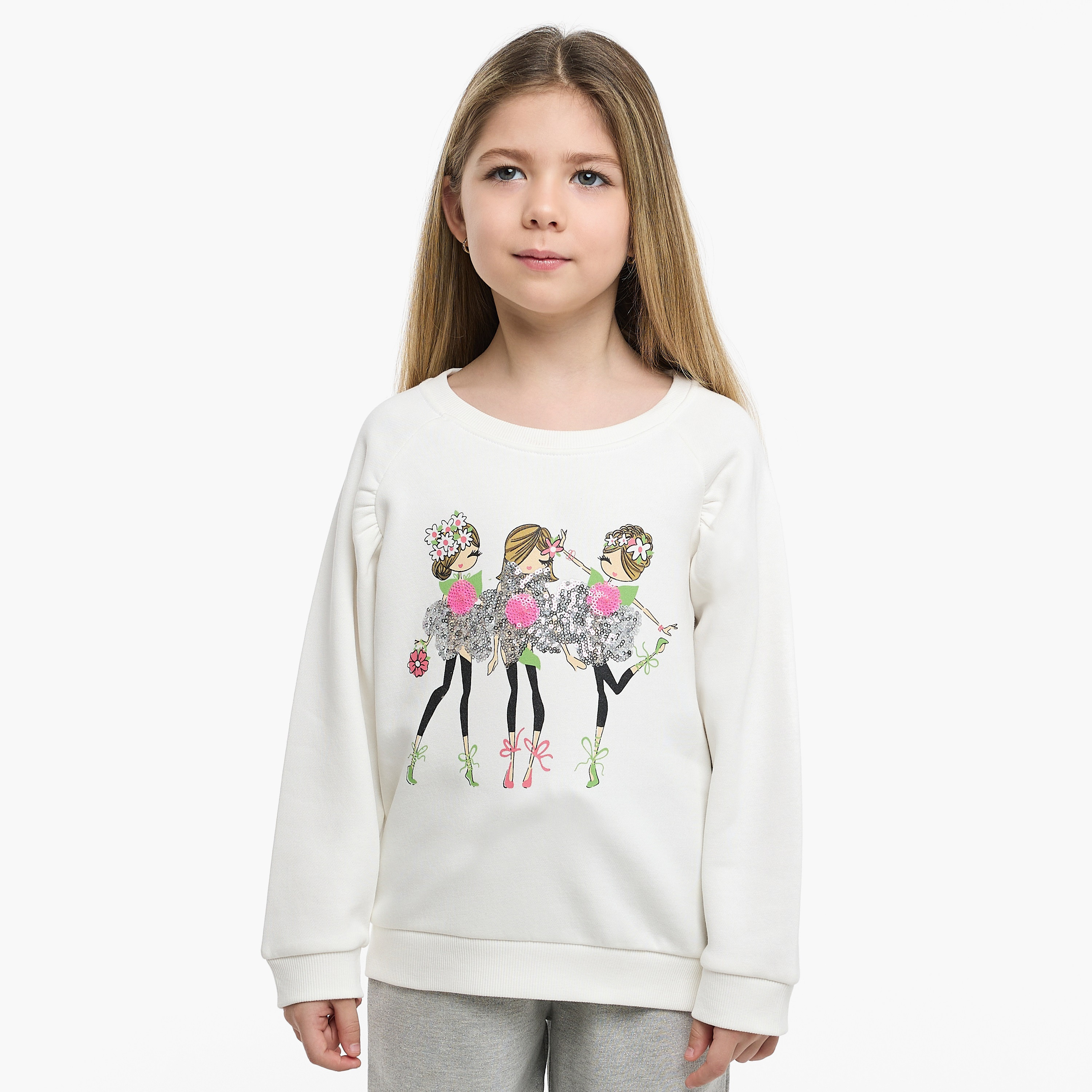 طقم من قطعتين سويت شيرت مع بنطلون بطبعة باليه فريندز من فيكتور اند جين-baby-girls-clothing-setsandcoords-image-4