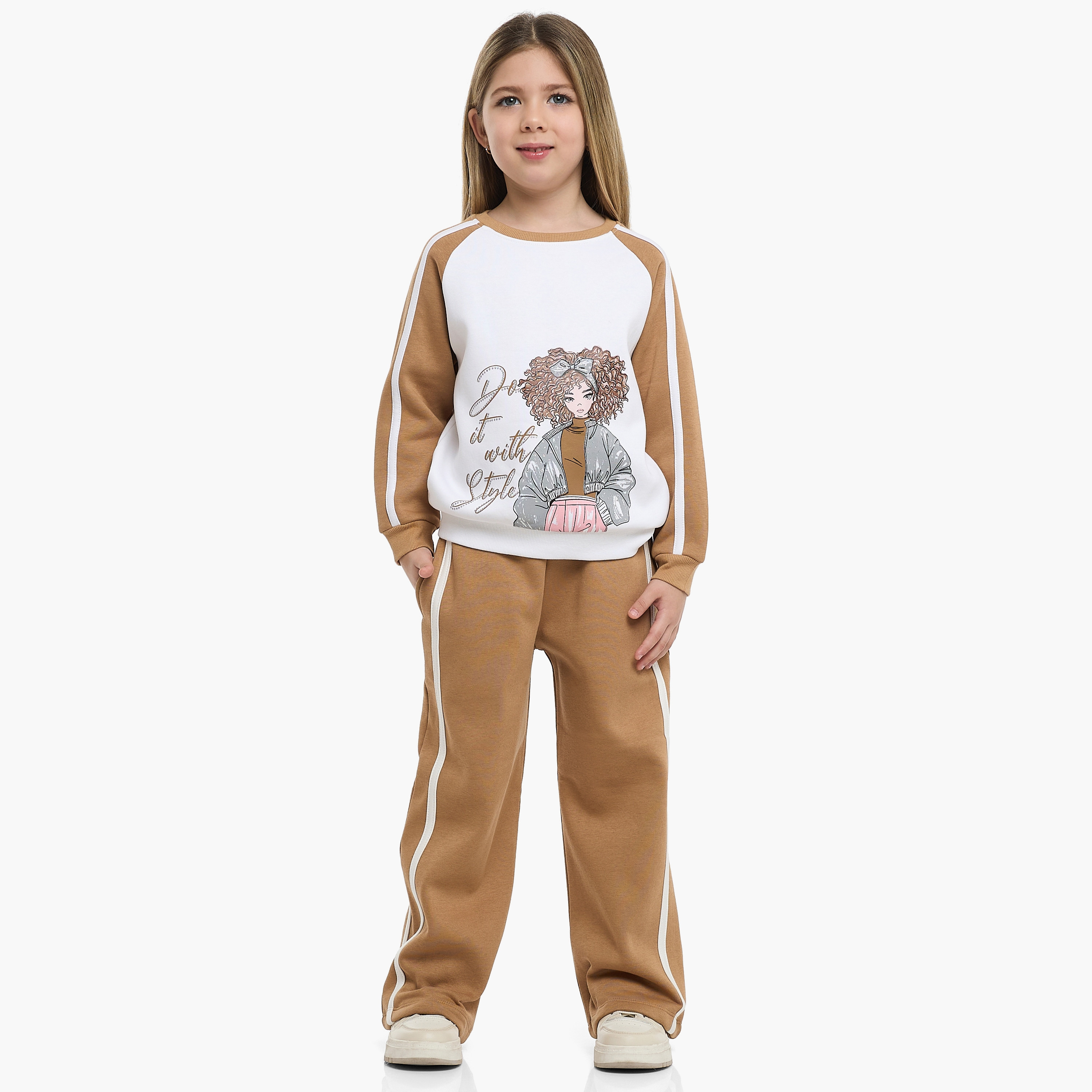 طقم من قطعتين سويت شيرت مع بنطلون بطبعة من فيكتور اند جين-girls-clothing-winterwear-setsandcoords-image-1