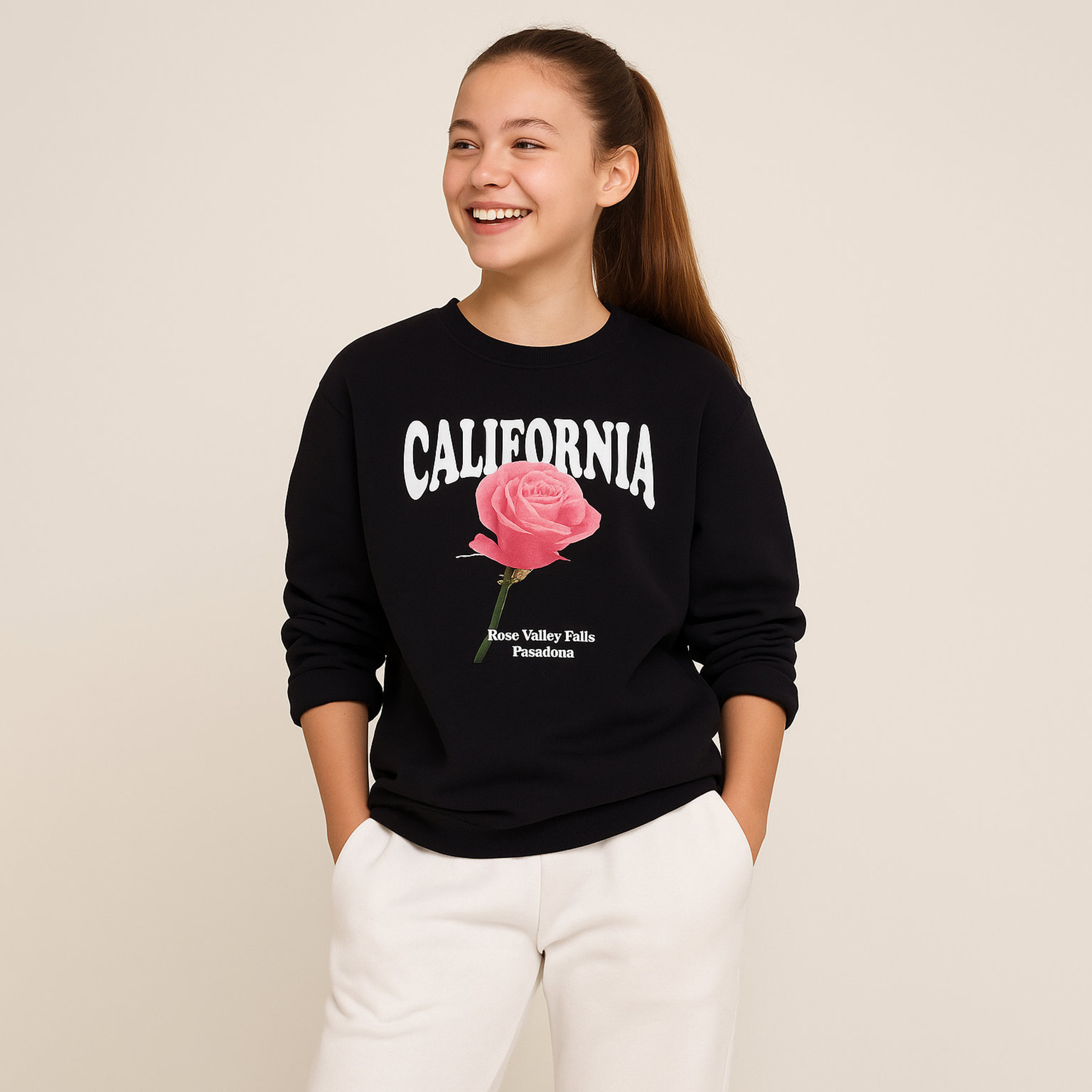 سويت شيرت بطبعة كاليفورنيا روز من فيكتور اند جين-girls-clothing-winterwear-sweatshirts-image-2