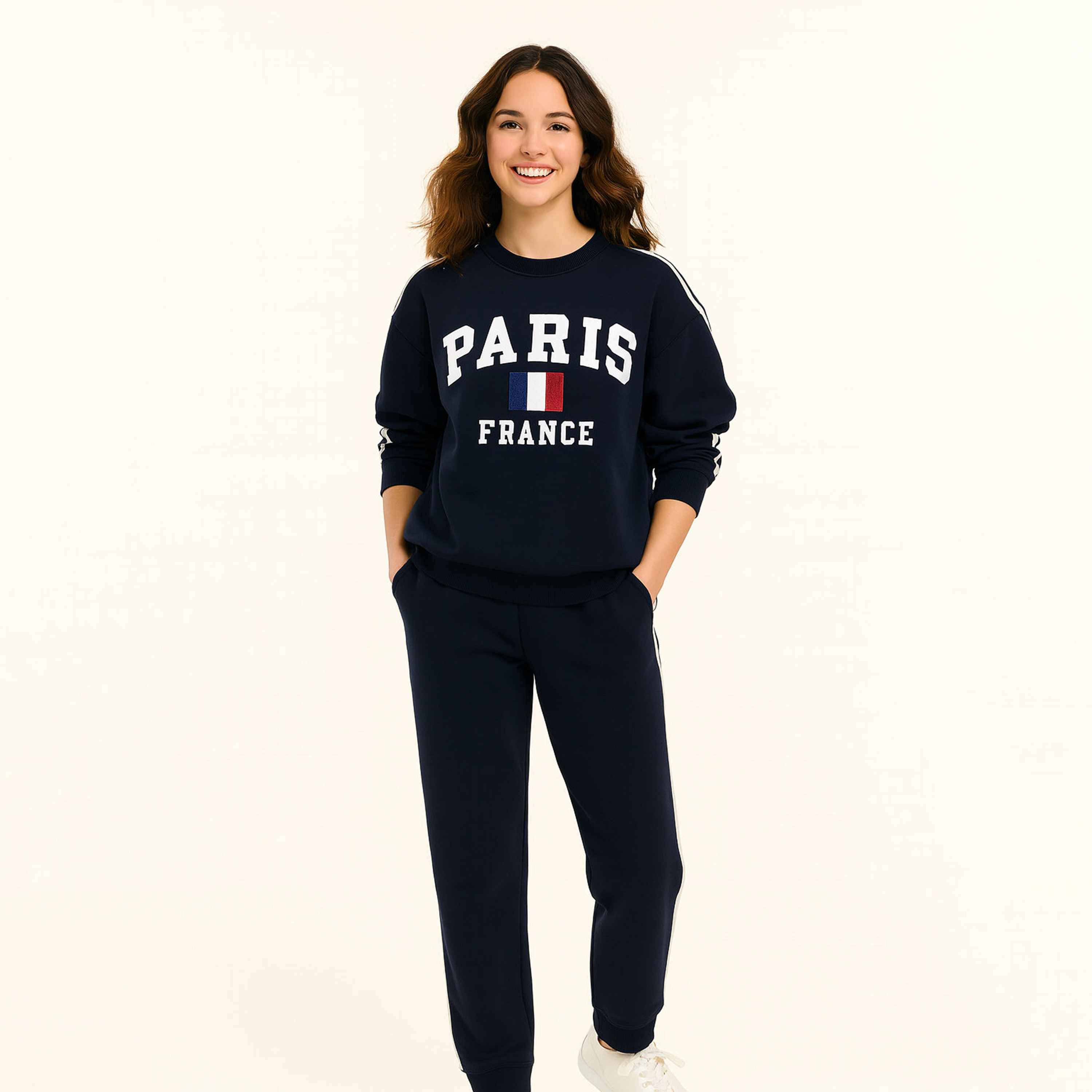 Victor and Jane 2-Piece Paris France Printed Sweatshirt with Pants-girls-clothing-setsandcoords-image-1