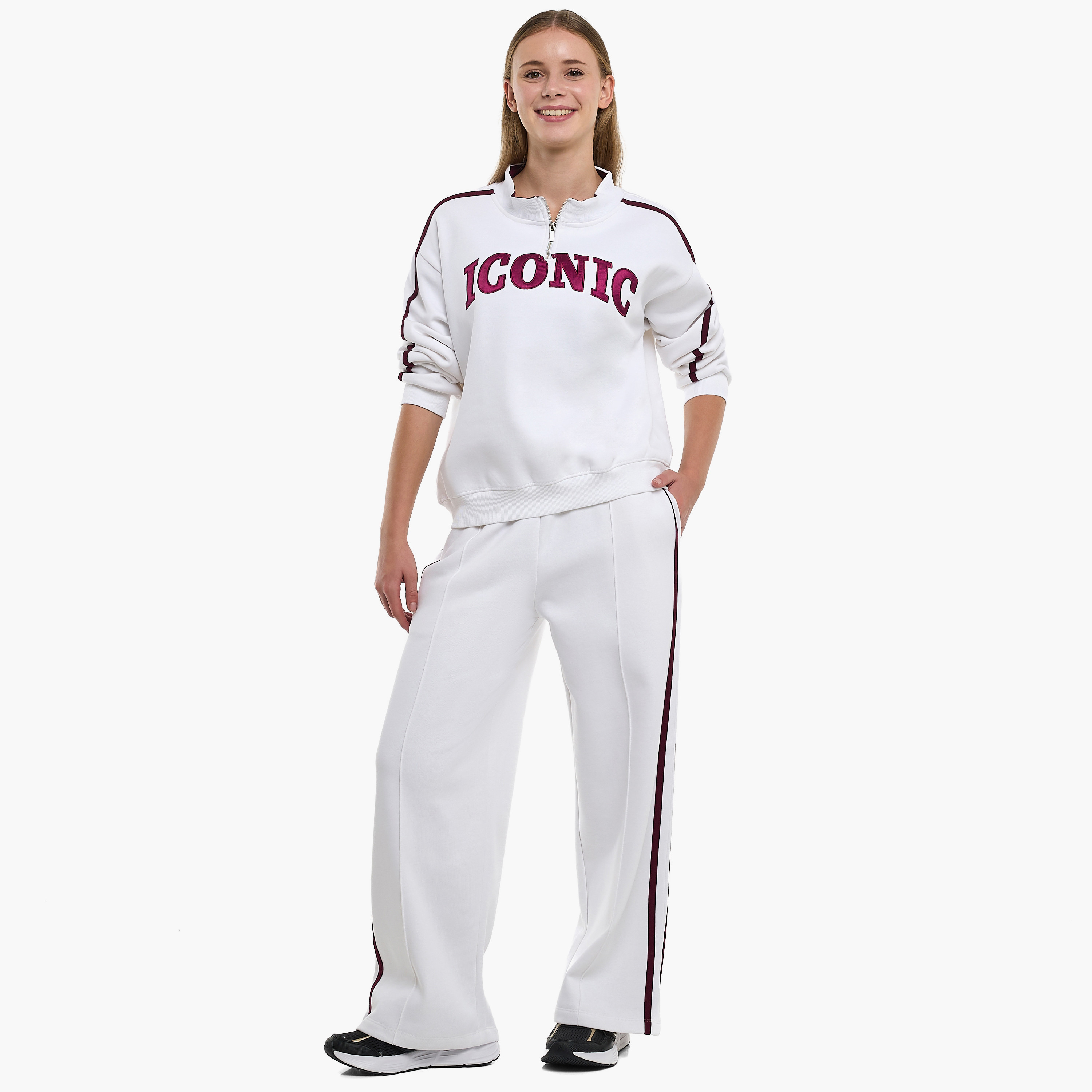 Victor and Jane 2-Piece Iconic Half-Zip Printed Sweatshirt with Pants-girls-clothing-winterwear-setsandcoords-image-1