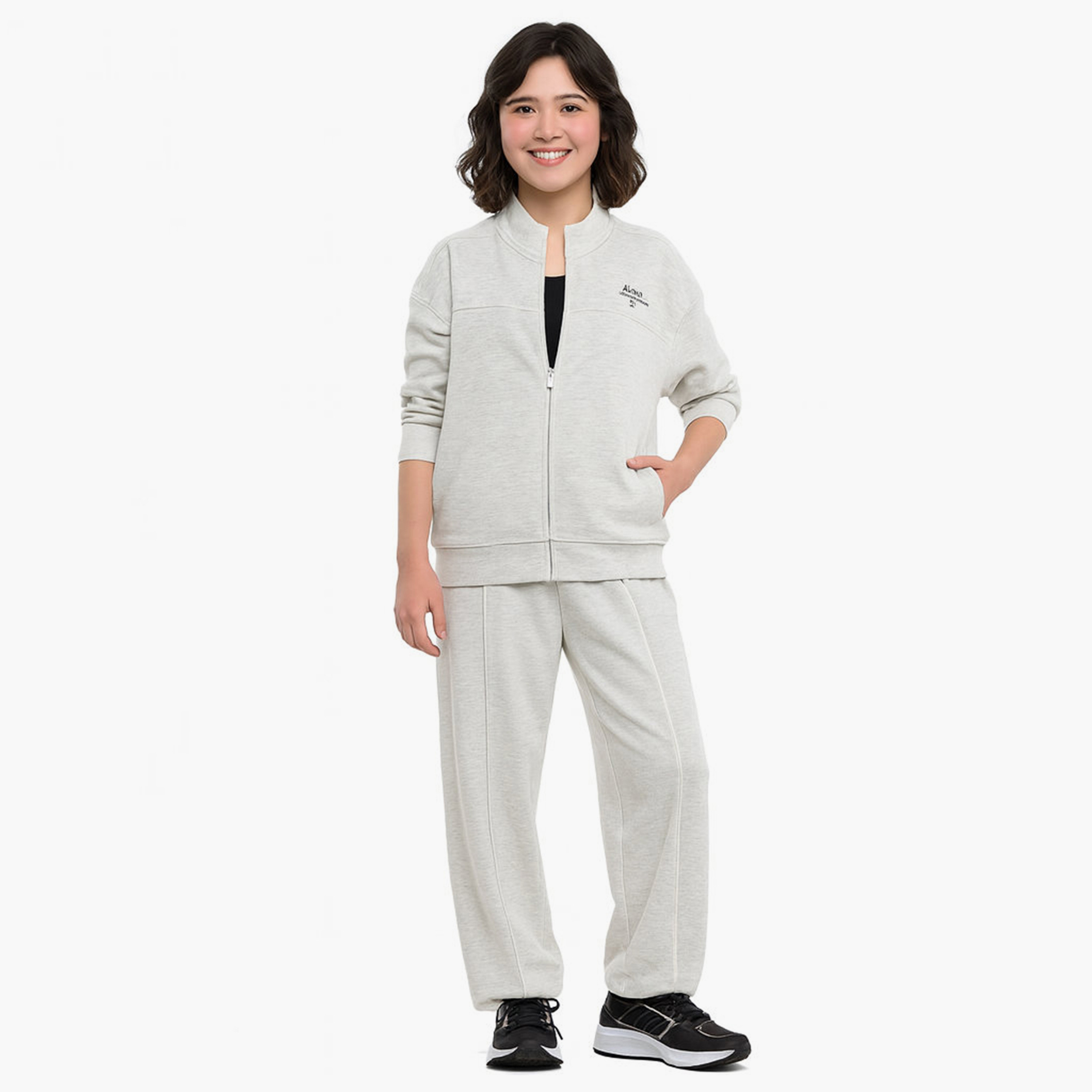 طقم من قطعتين جاكيت وبنطلون رياضي سادة من فيكتور اند جين-girls-clothing-winterwear-setsandcoords-image-5
