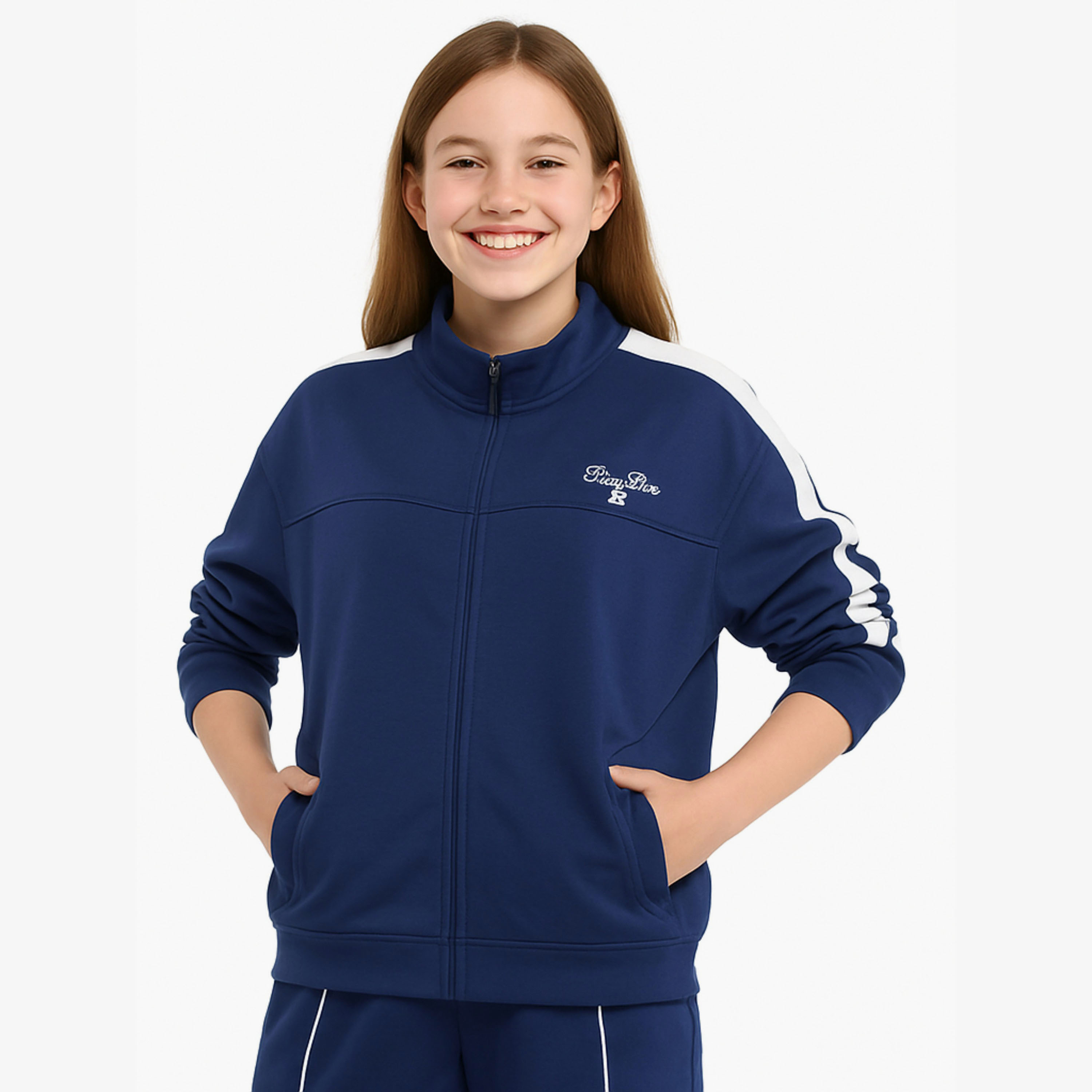 طقم من قطعتين جاكيت وبنطلون رياضي سادة من فيكتور اند جين-girls-clothing-setsandcoords-image-3