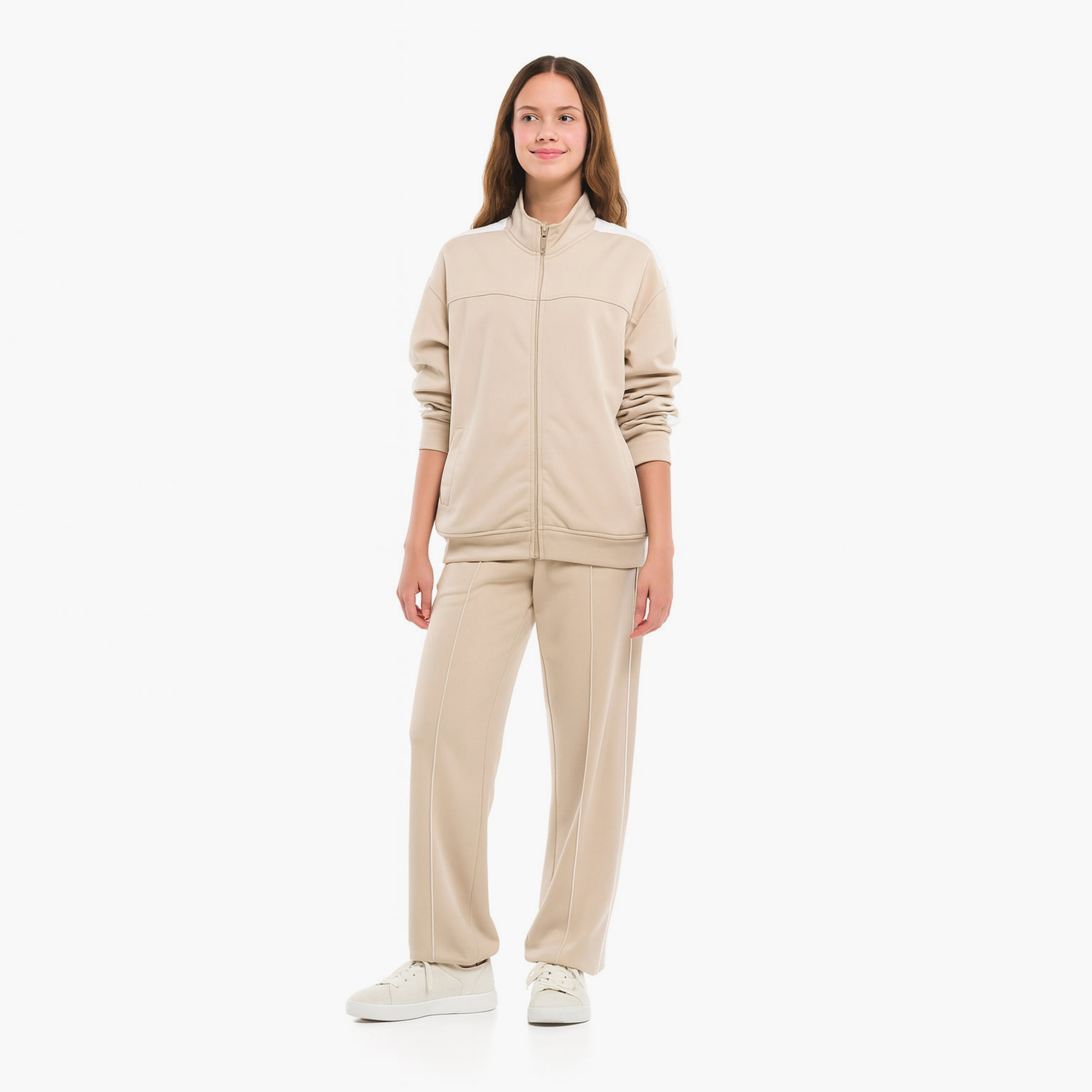 طقم من قطعتين جاكيت وبنطلون رياضي سادة من فيكتور اند جين-girls-clothing-winterwear-setsandcoords-image-1