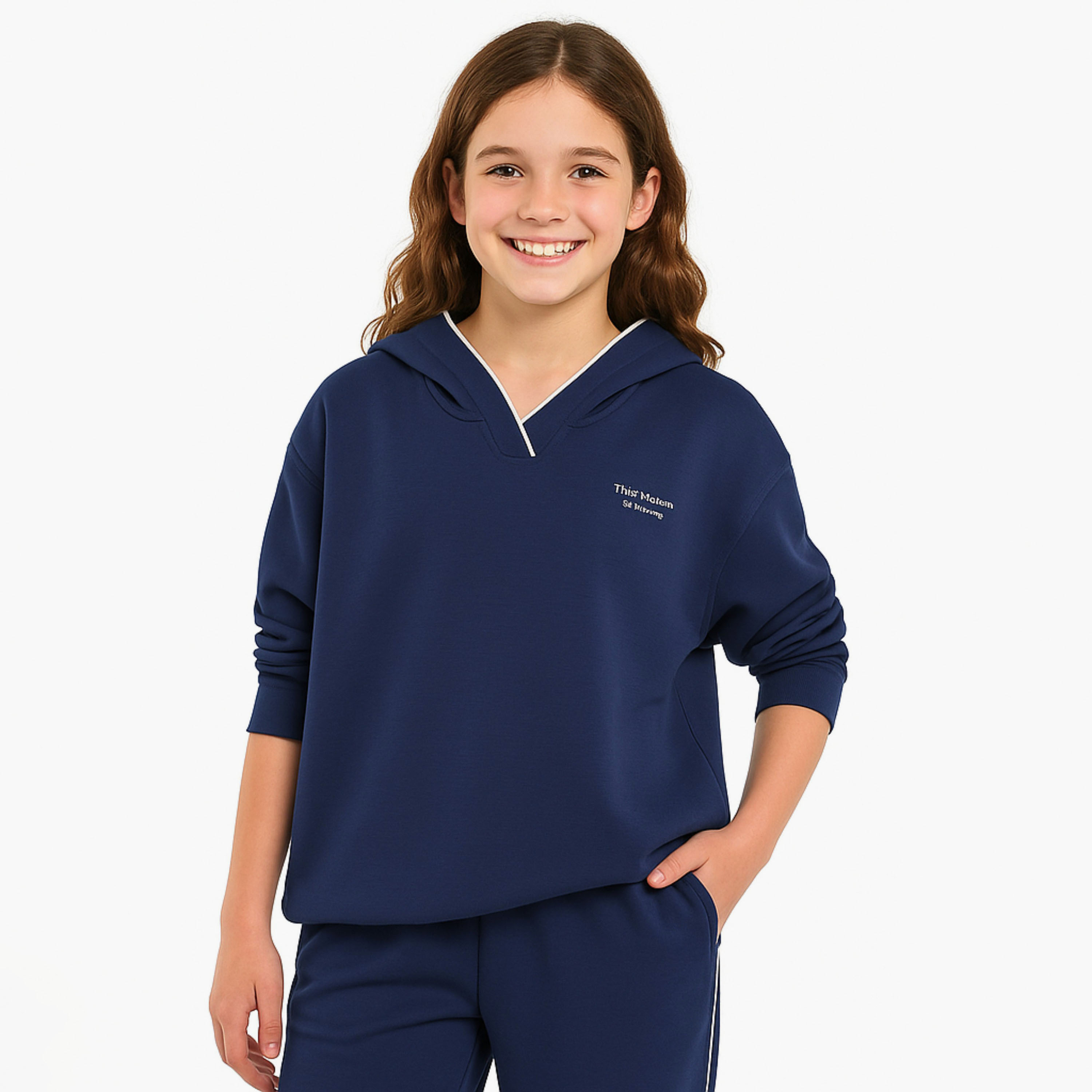 طقم من قطعتين هودي سادة مع بنطلون من فيكتور اند جين-girls-clothing-winterwear-setsandcoords-image-3