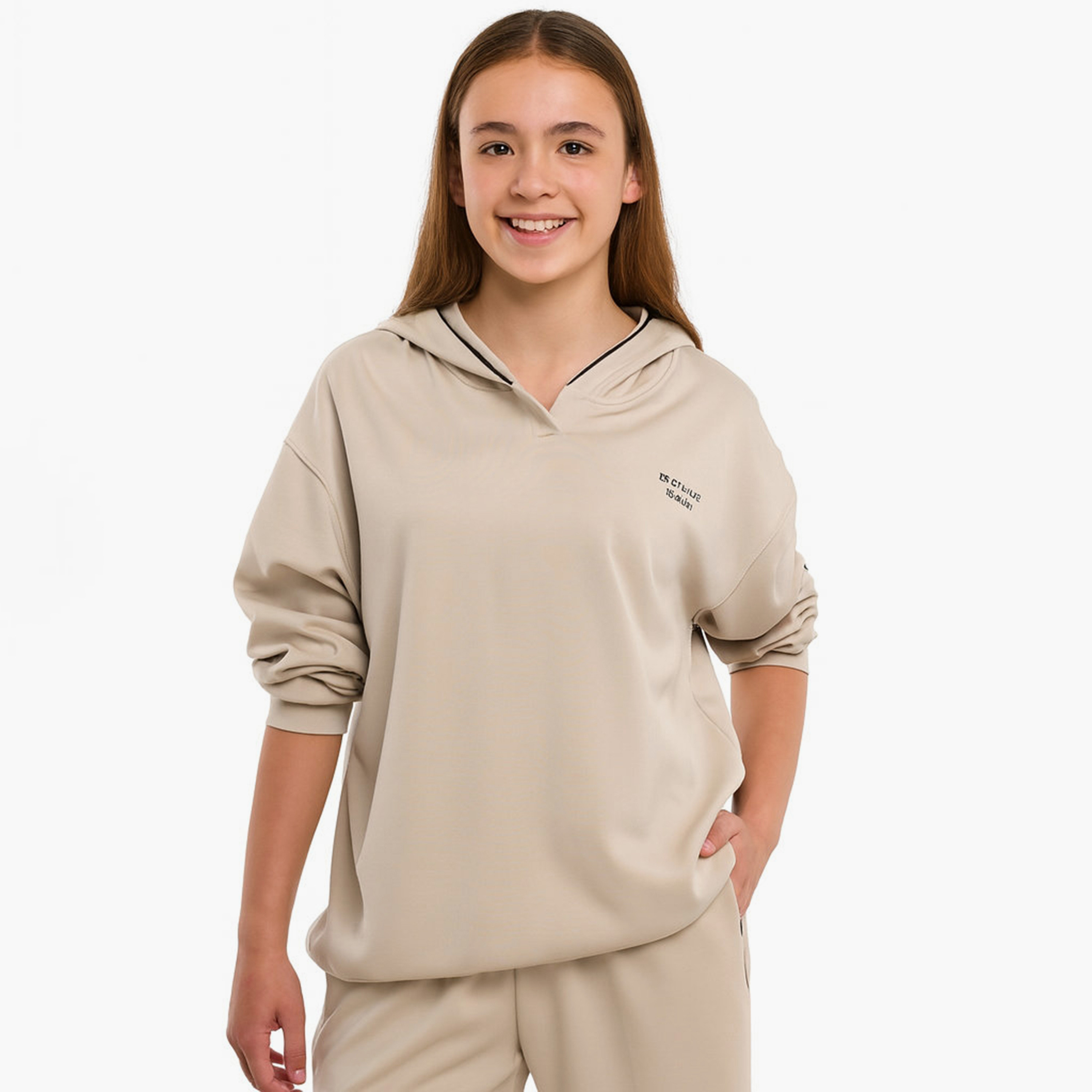 طقم من قطعتين هودي سادة مع بنطلون من فيكتور اند جين-girls-clothing-winterwear-setsandcoords-image-2