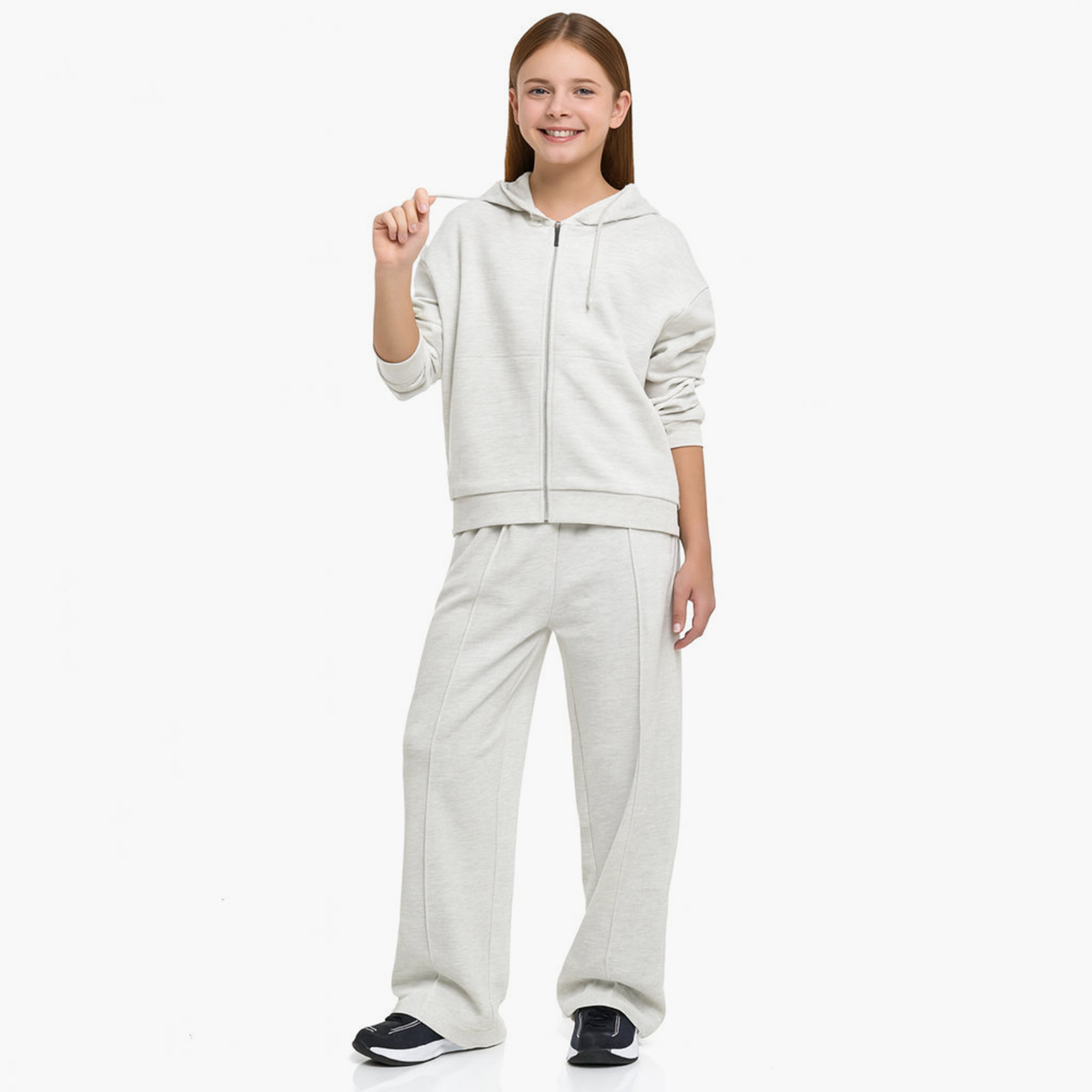 طقم من قطعتين هودي سادة مع بنطلون من فيكتور اند جين-girls-clothing-winterwear-setsandcoords-image-1