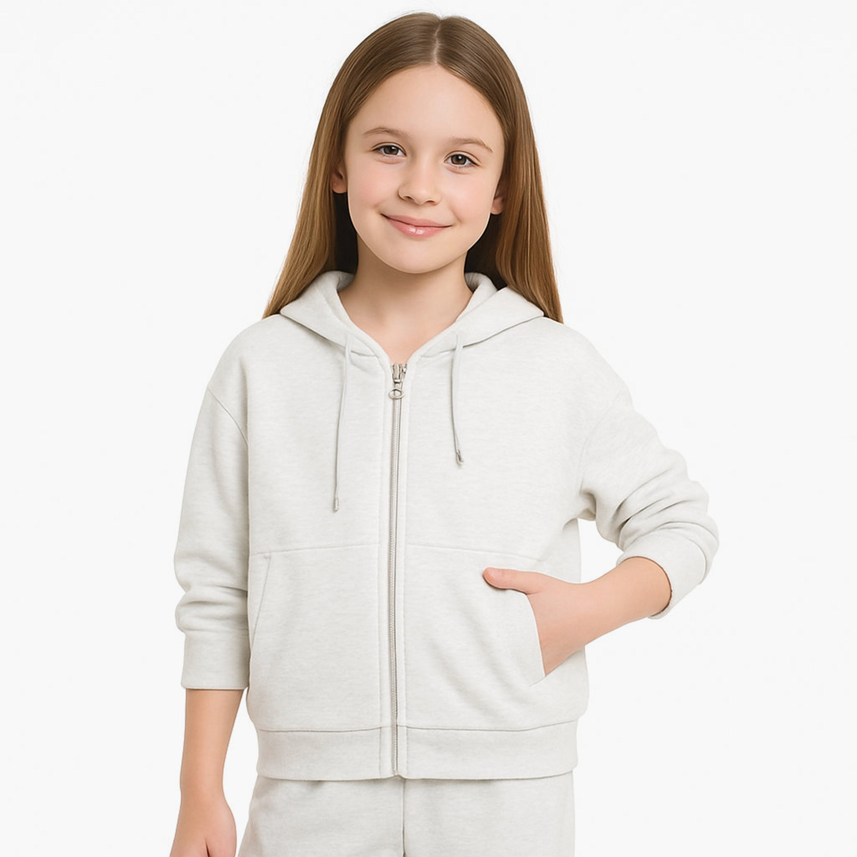 طقم من قطعتين هودي سادة مع بنطلون من فيكتور اند جين-girls-clothing-winterwear-setsandcoords-image-3