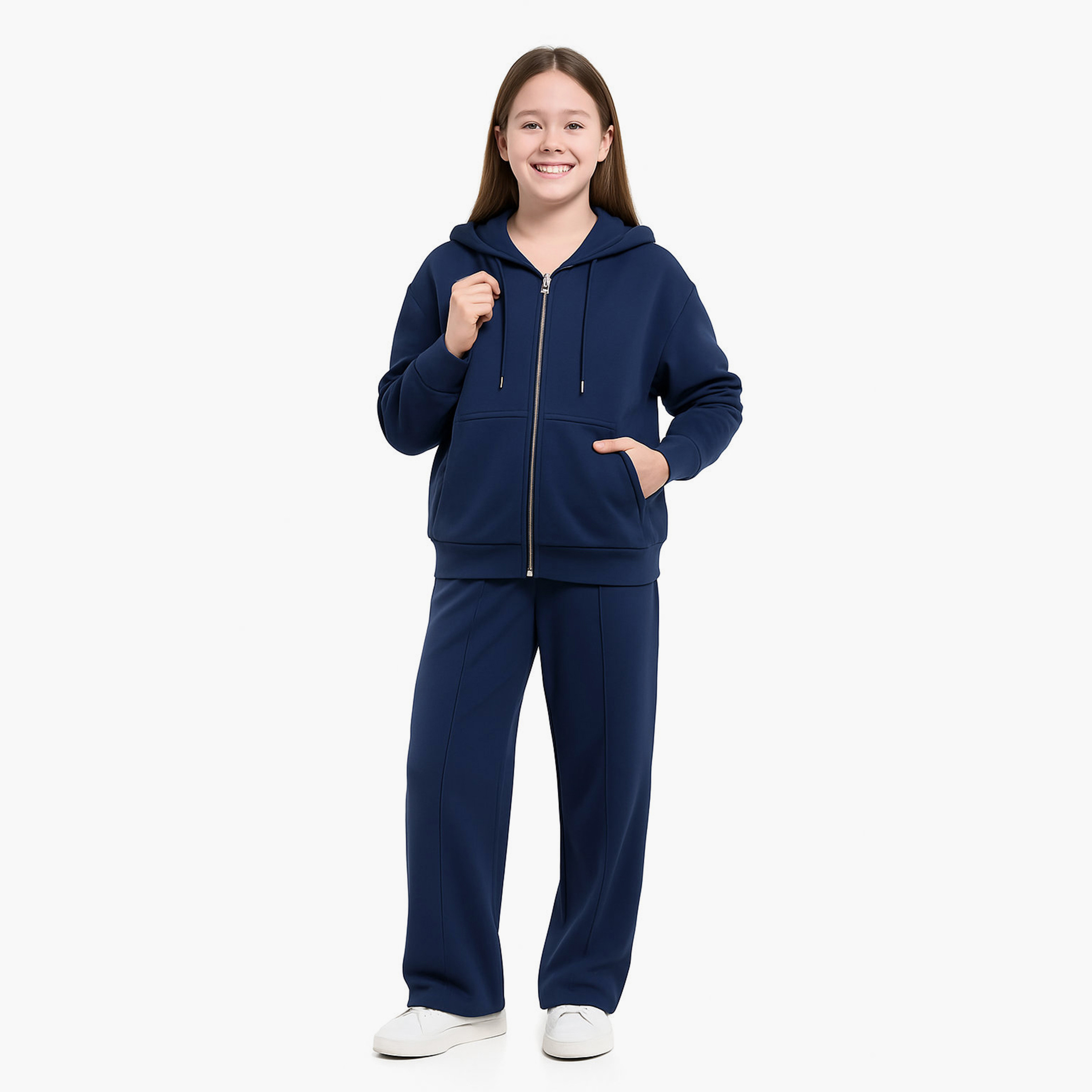 طقم من قطعتين هودي سادة مع بنطلون من فيكتور اند جين-girls-clothing-winterwear-setsandcoords-image-1