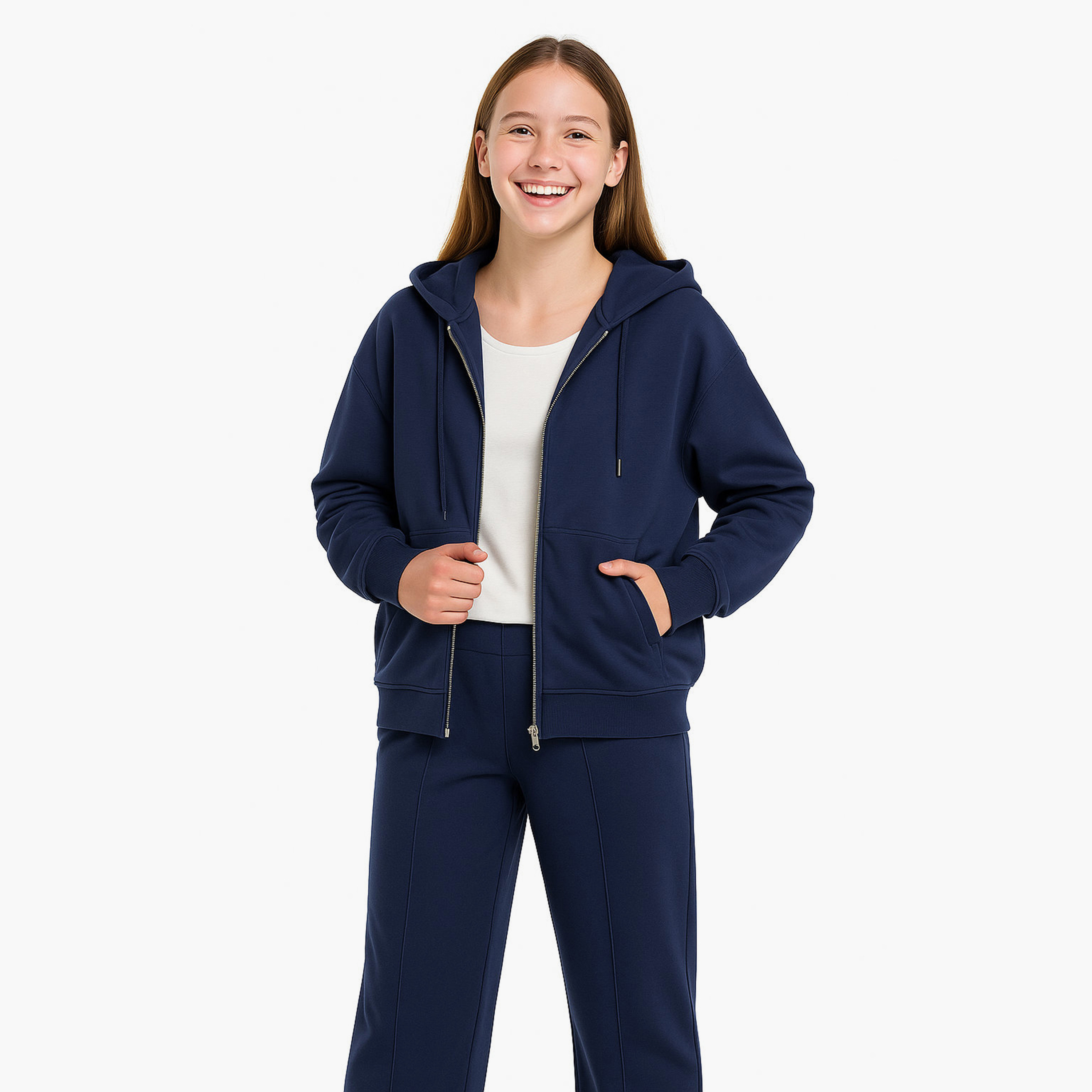 طقم من قطعتين هودي سادة مع بنطلون من فيكتور اند جين-girls-clothing-winterwear-setsandcoords-image-3