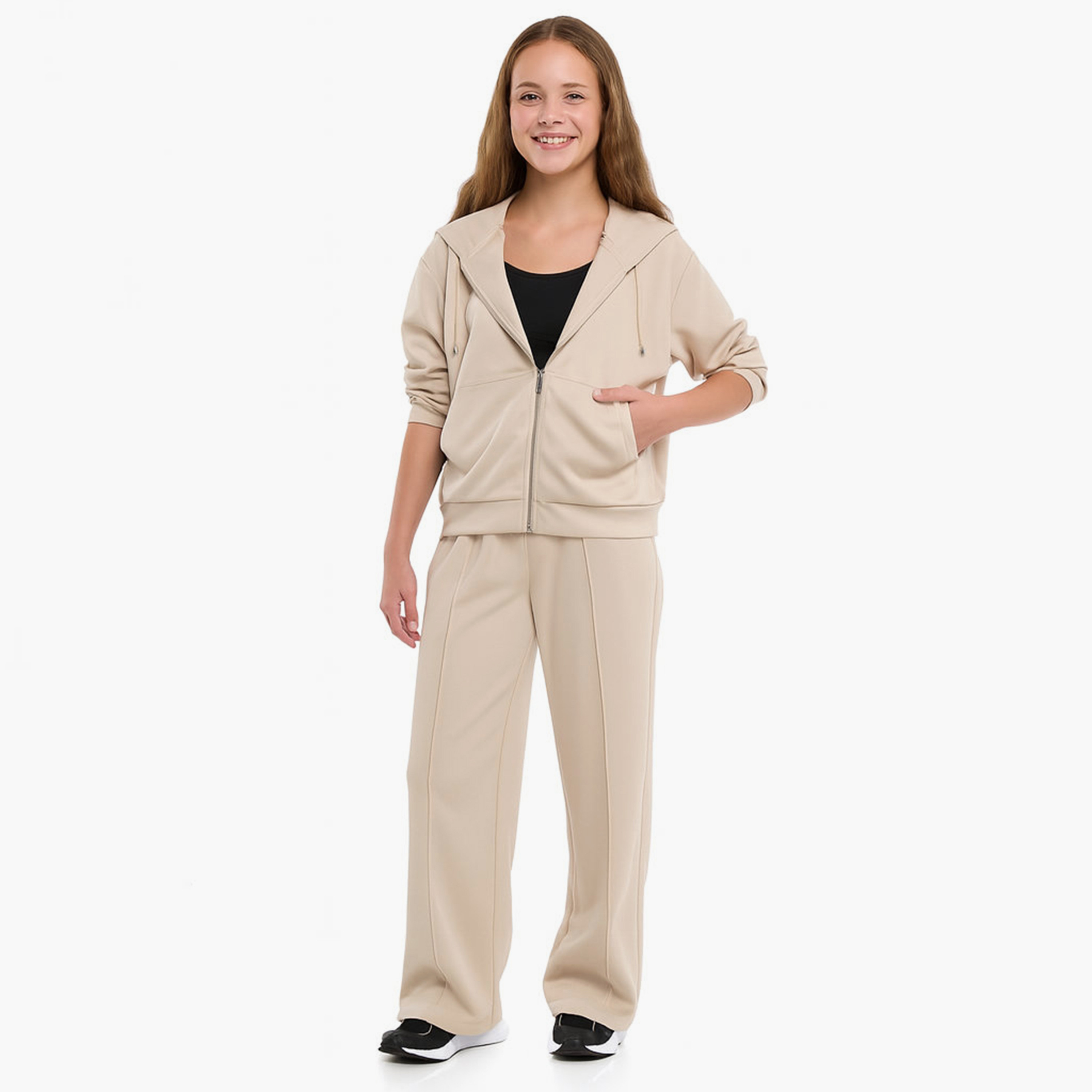 طقم من قطعتين هودي سادة مع بنطلون من فيكتور اند جين-girls-clothing-winterwear-setsandcoords-image-1