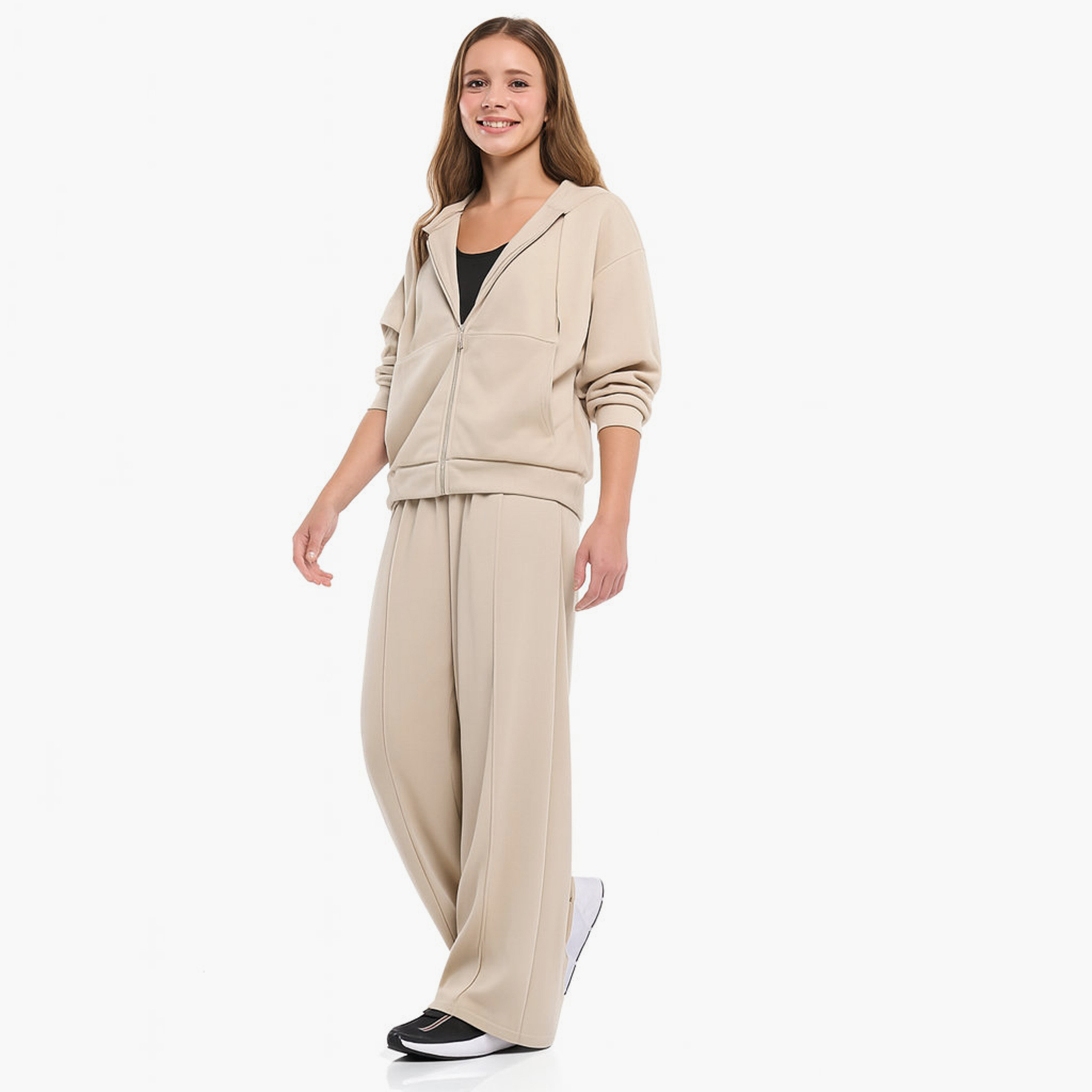 طقم من قطعتين هودي سادة مع بنطلون من فيكتور اند جين-girls-clothing-winterwear-setsandcoords-image-2