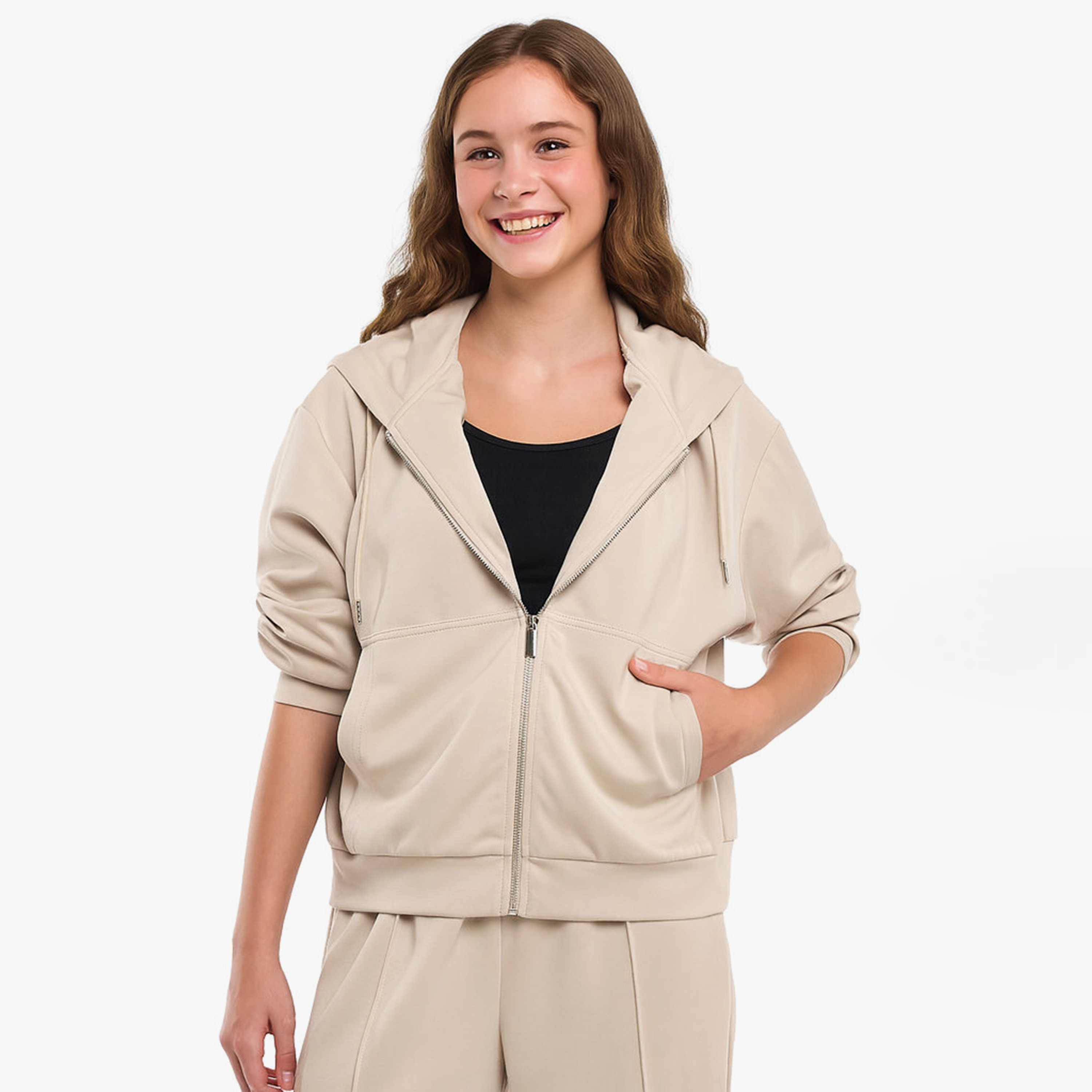 طقم من قطعتين هودي سادة مع بنطلون من فيكتور اند جين-girls-clothing-winterwear-setsandcoords-image-4