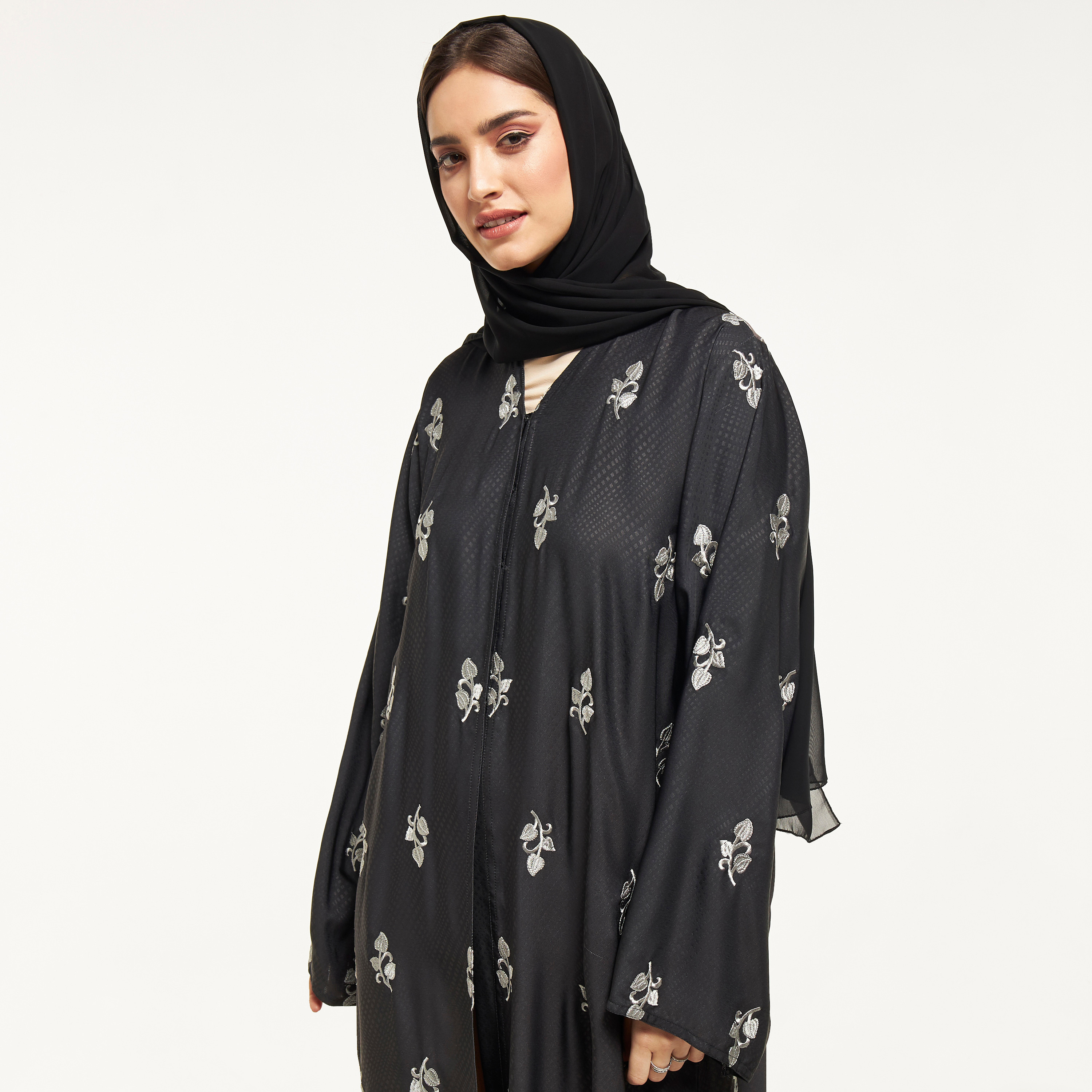 Malikah All-Over Embroidered Abaya with Hijab-women-arabicclothing-abayas-image-2