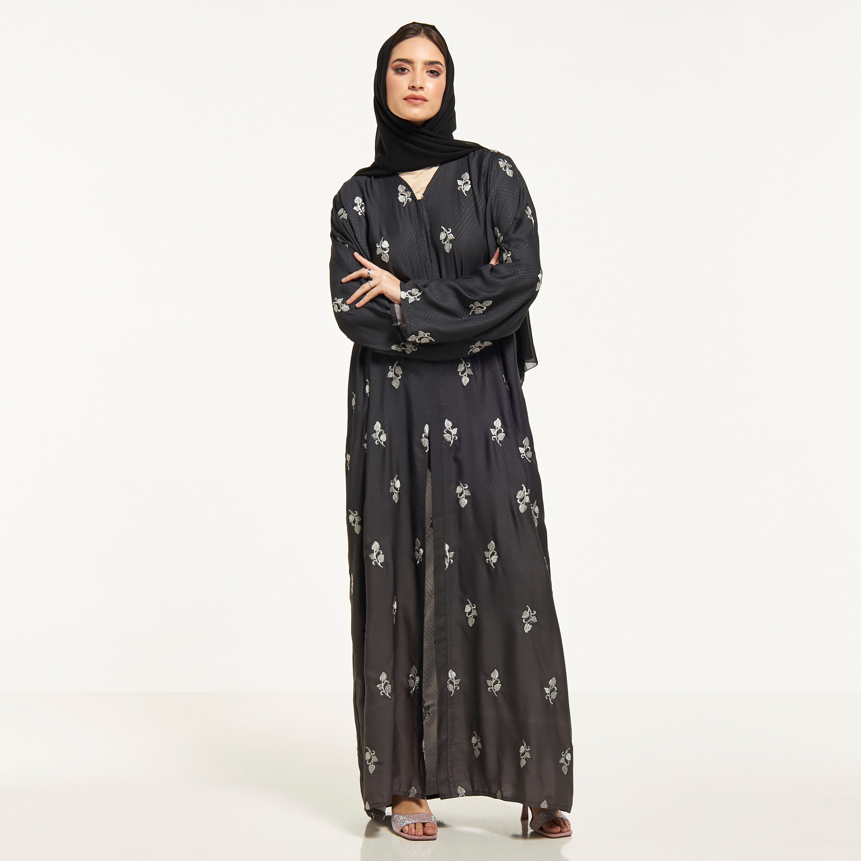 Malikah All-Over Embroidered Abaya with Hijab-women-arabicclothing-abayas-image-4