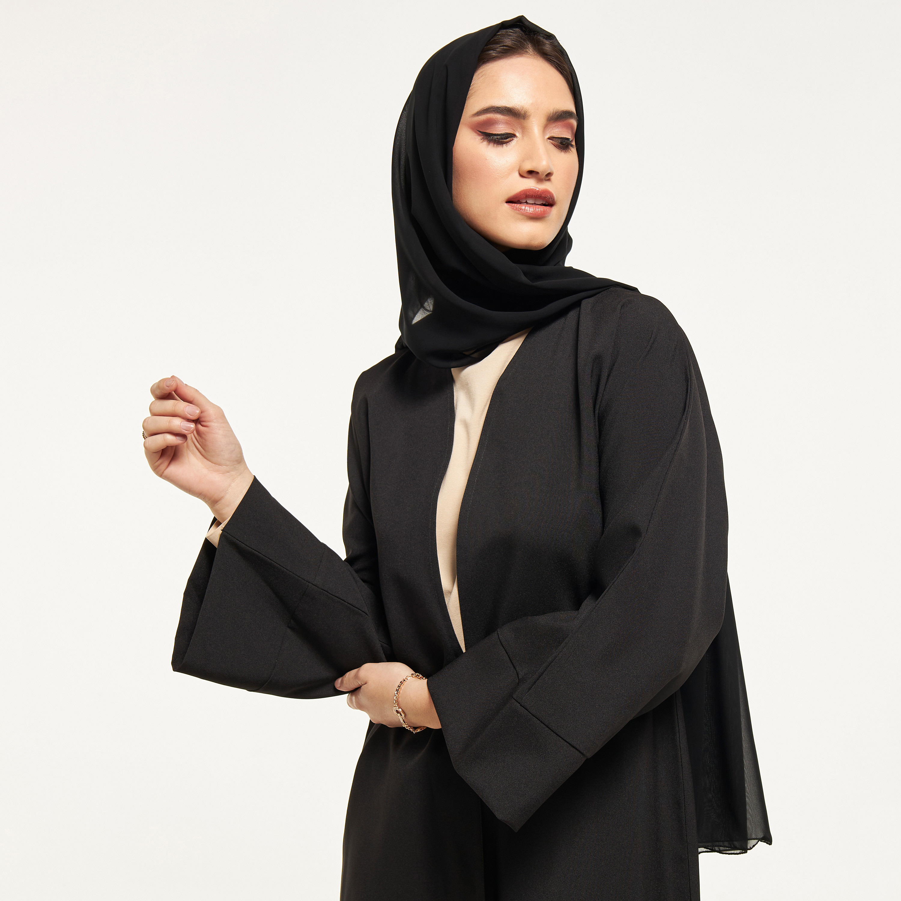 Malikah Solid Abaya with Hijab-women-arabicclothing-abayas-image-2
