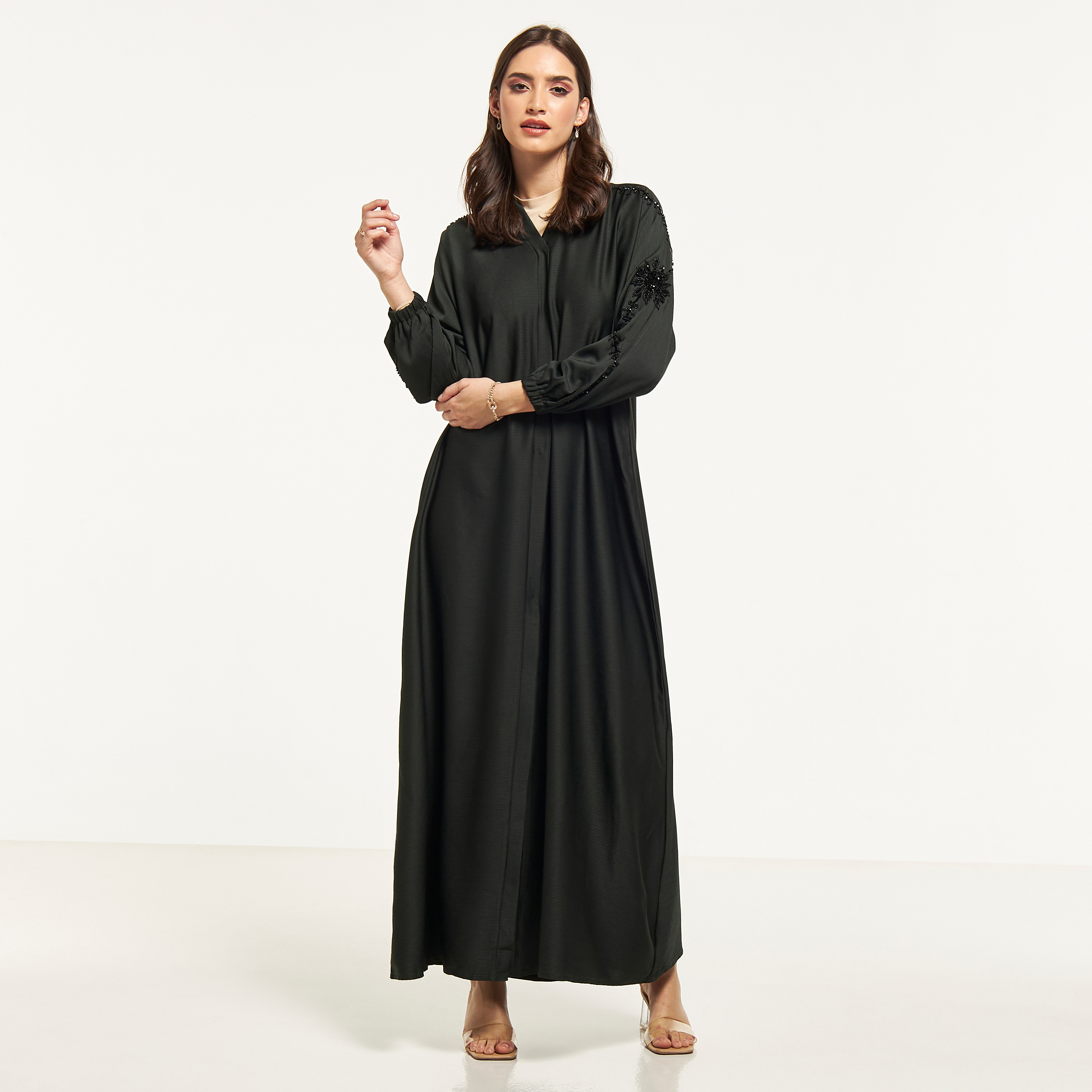 Malikah Bead Embellished Abaya with Hijab-women-arabicclothing-abayas-image-1