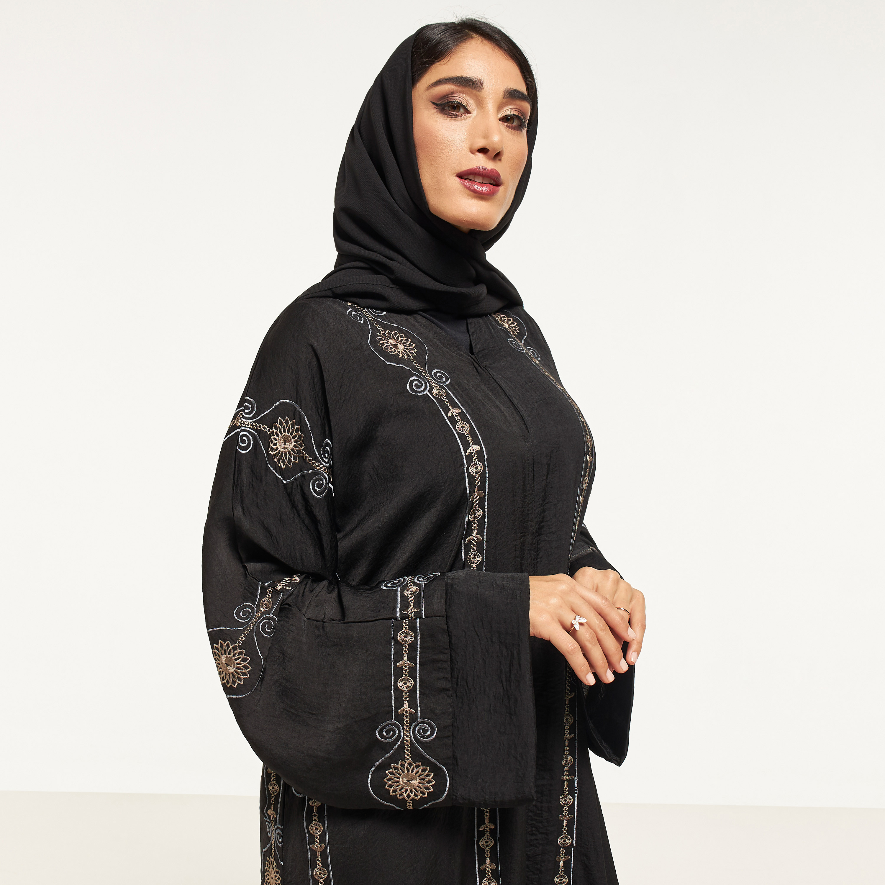 Malikah Embroidered Abaya with Hijab-women-arabicclothing-abayas-image-2