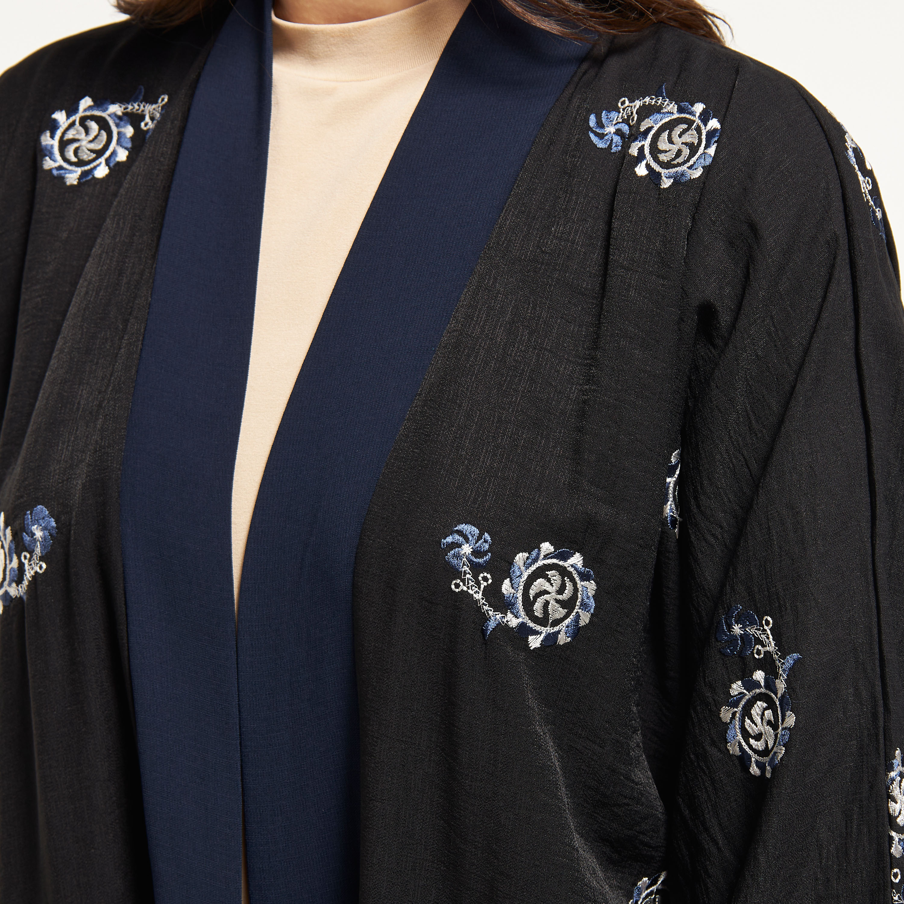 Malikah Embroidered Abaya with Hijab and Tie-Up Belt-women-arabicclothing-abayas-image-3