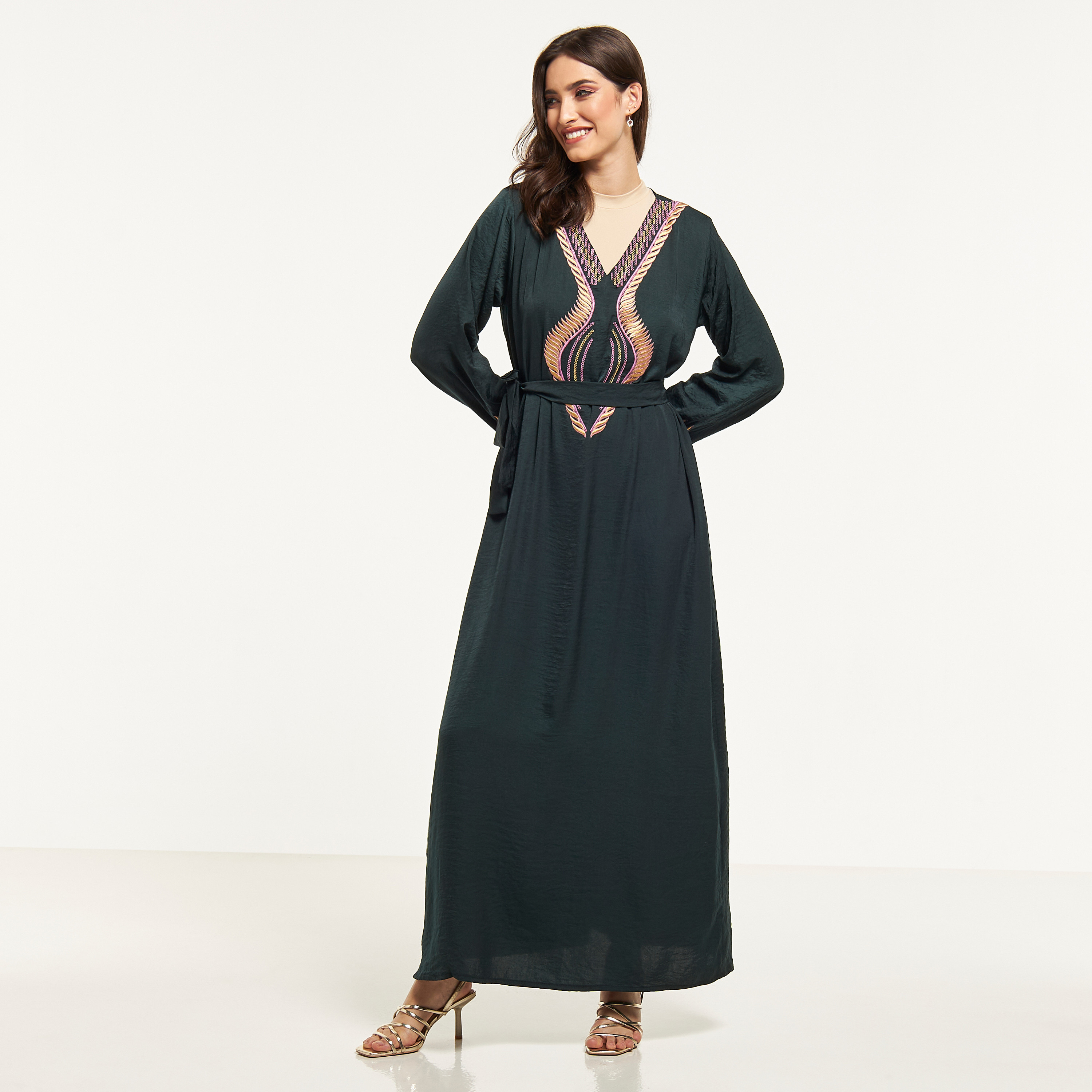Malikah Embroidered Abaya with Tie-Up Belt-women-arabicclothing-abayas-image-1