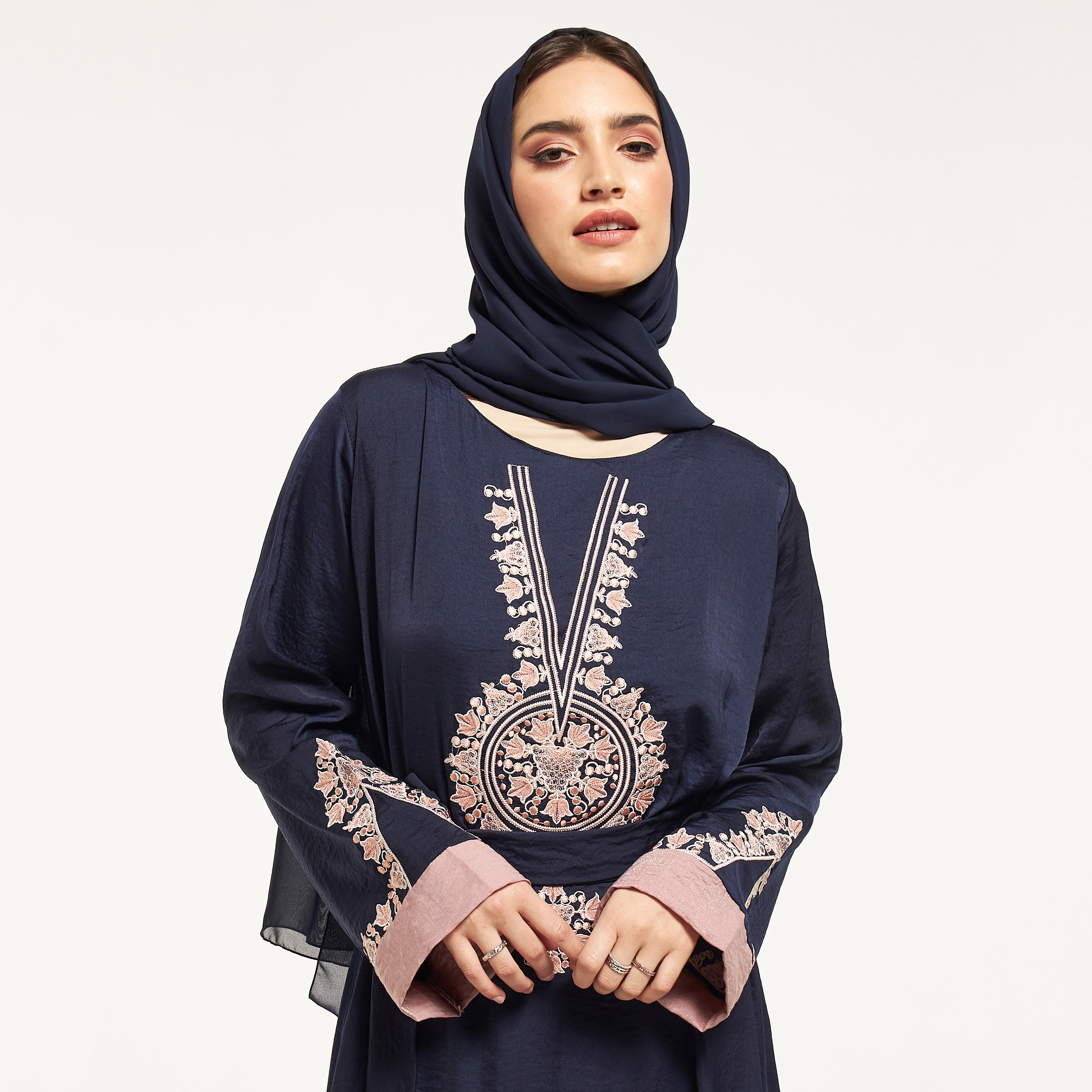 Malikah Embroidered Abaya with Tie-Up Belt-women-arabicclothing-abayas-image-2