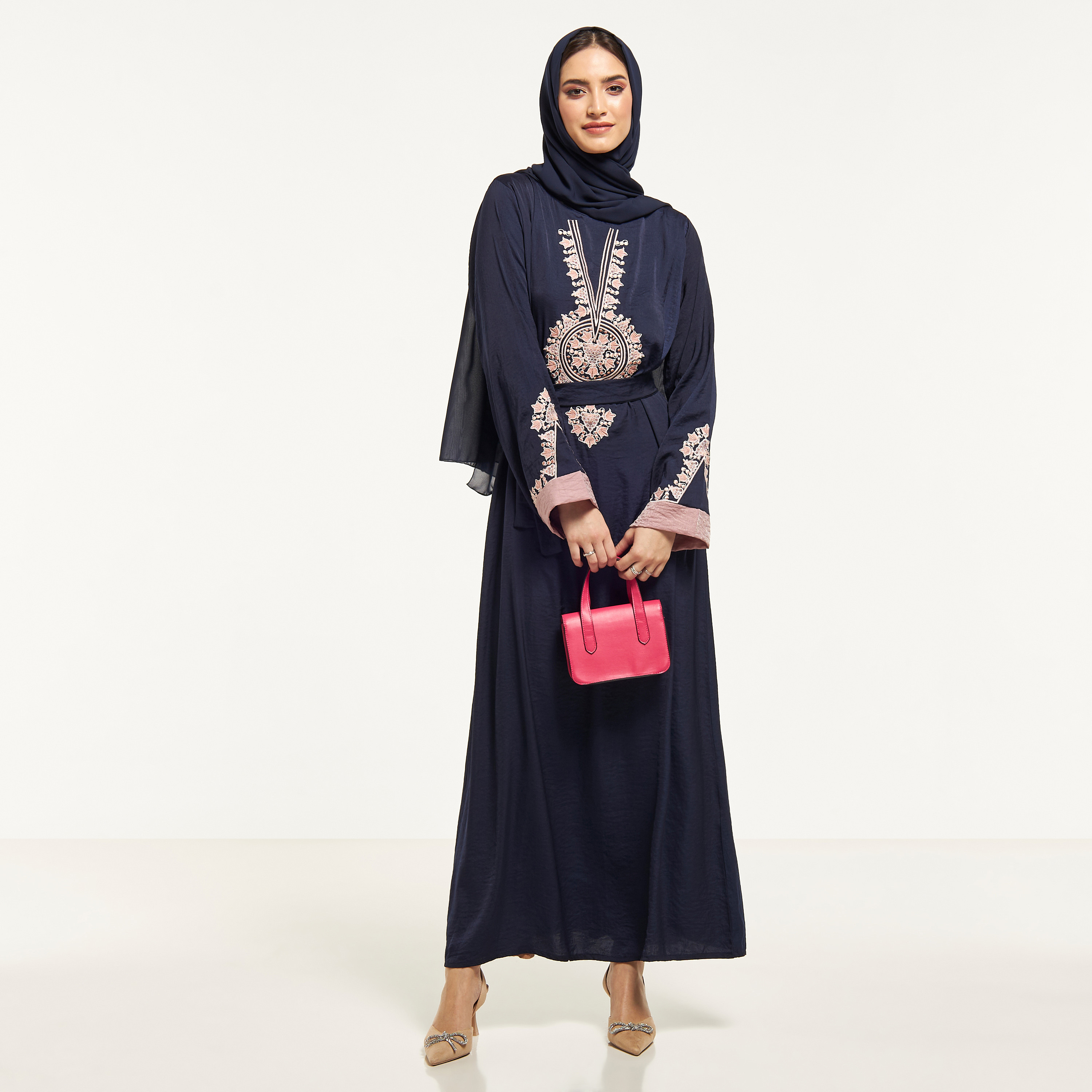 Malikah Embroidered Abaya with Tie-Up Belt-women-arabicclothing-abayas-image-4