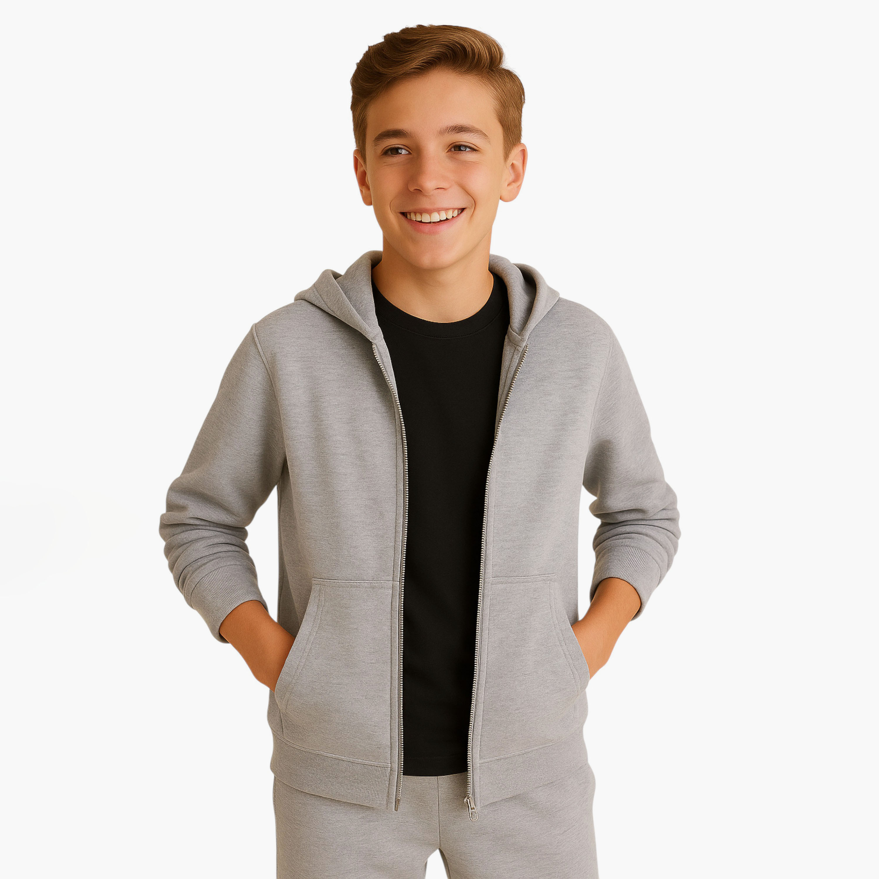 طقم من قطعتين هودي سادة مع بنطلون من فيكتور اند جين-boys-clothing-setsandcoords-image-5