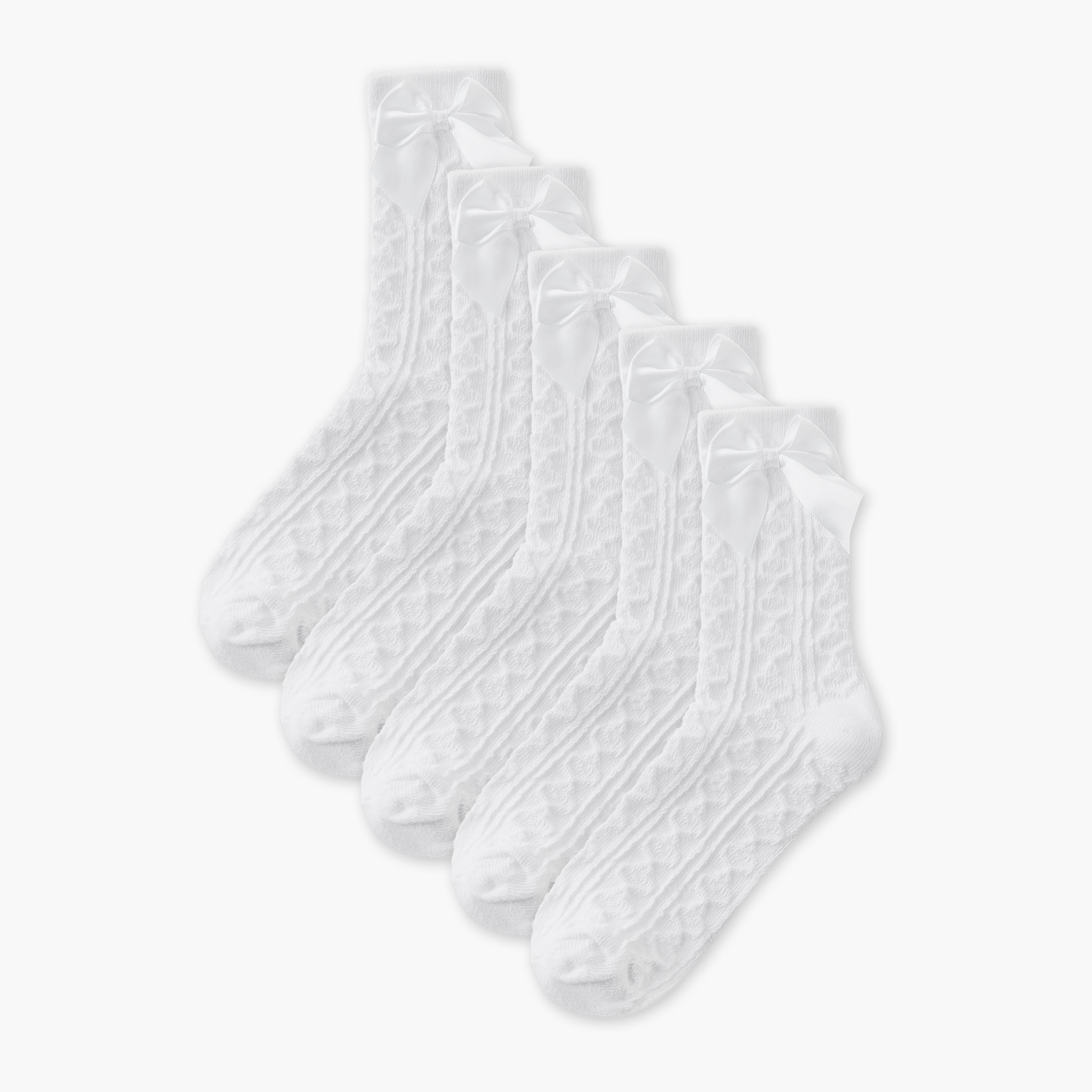 طقم جوارب مدرسية 5 أزواج متوسطة الطول للبنات من جونيورز-girls-accessories-socks-image-1