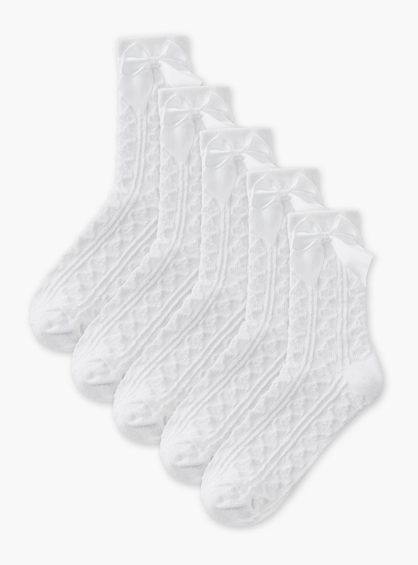 طقم جوارب مدرسية 5 أزواج متوسطة الطول للبنات من جونيورز-girls-accessories-socks-image-1