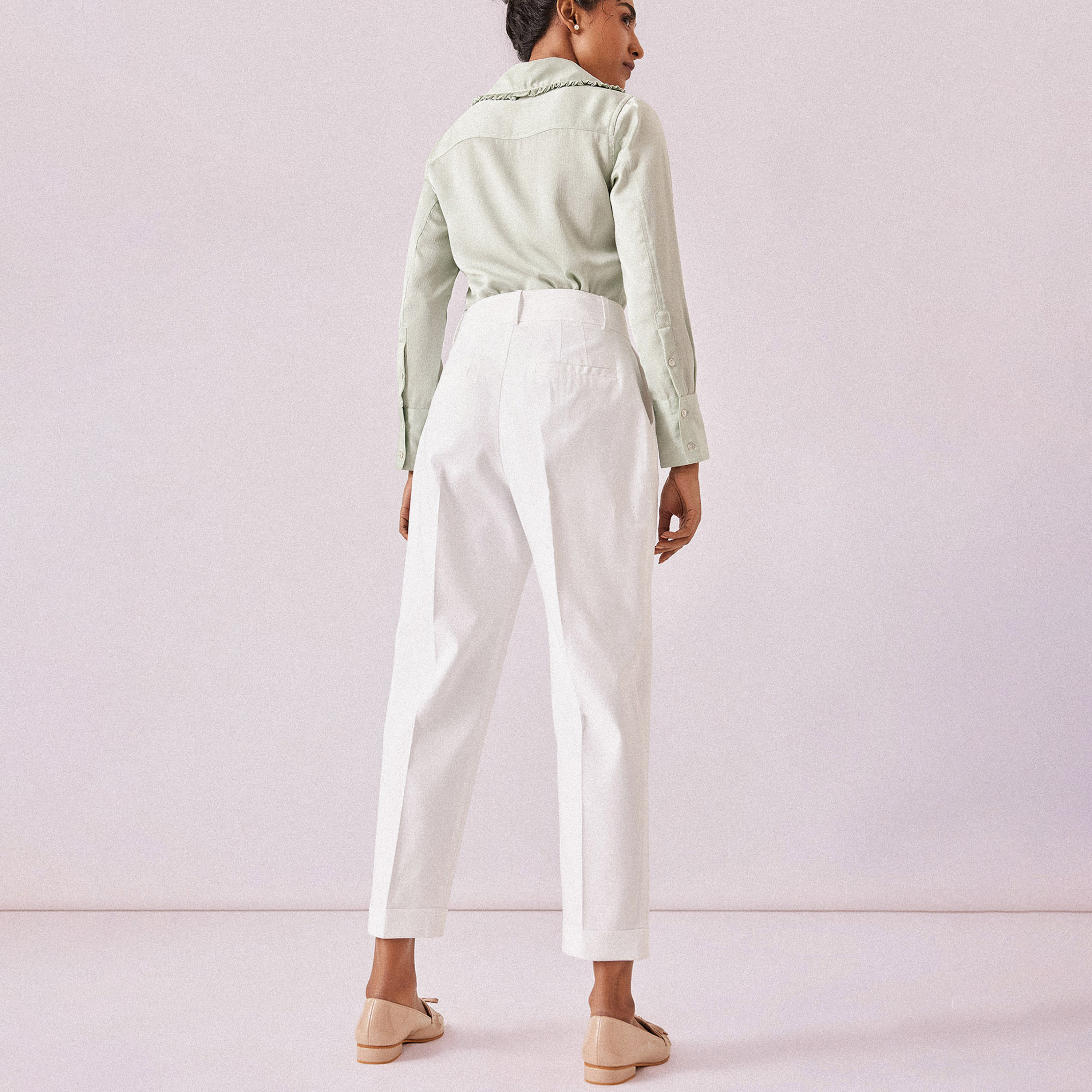 بنطلون فارمل ذو طيات مع عالية الارتفاع سادة من ليبل أوف لايف-women-clothing-bottoms-trousers-image-4