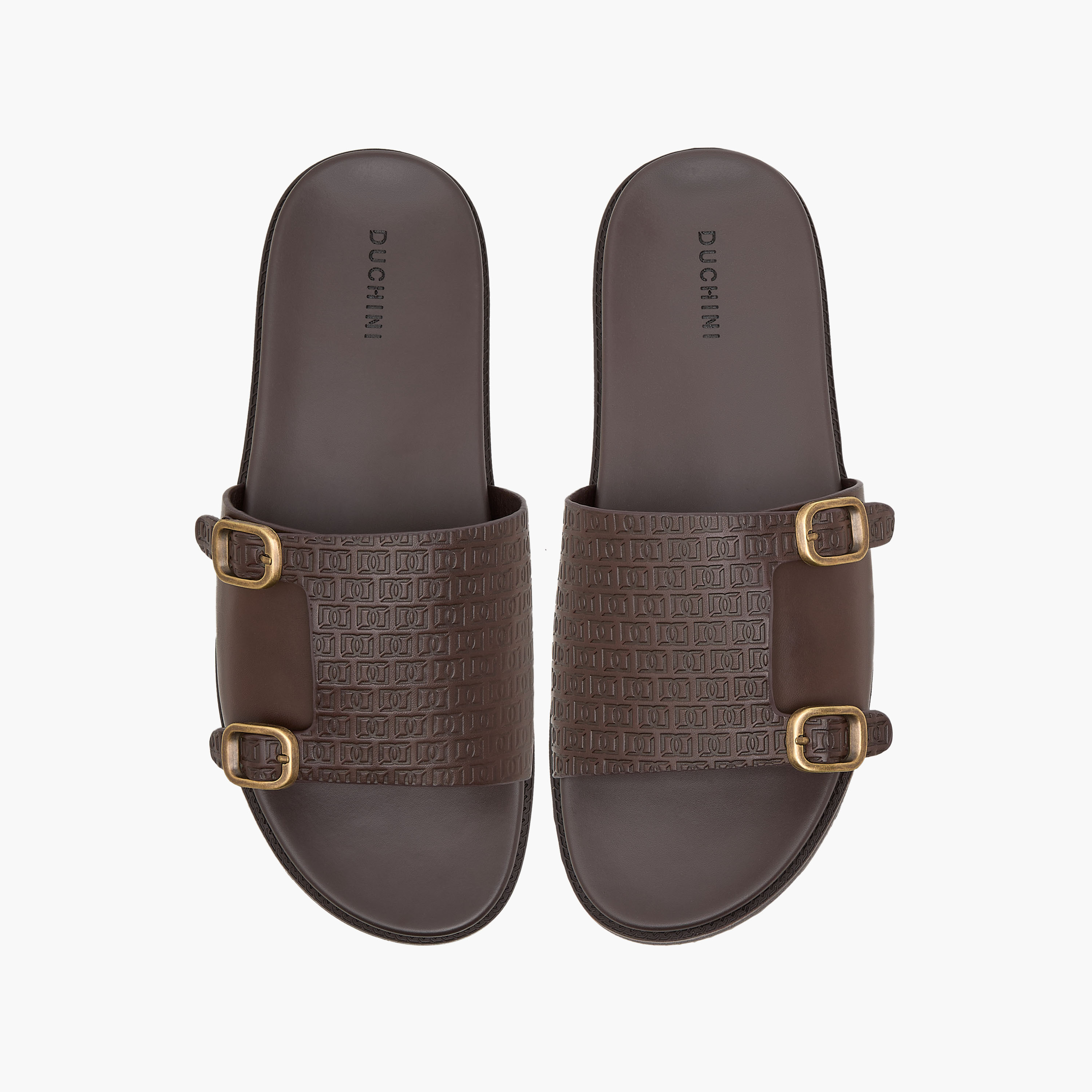 Duchini Men's Monogram Embossed Slip-On Comfort Sandals-men-shoes-sandals-image-1