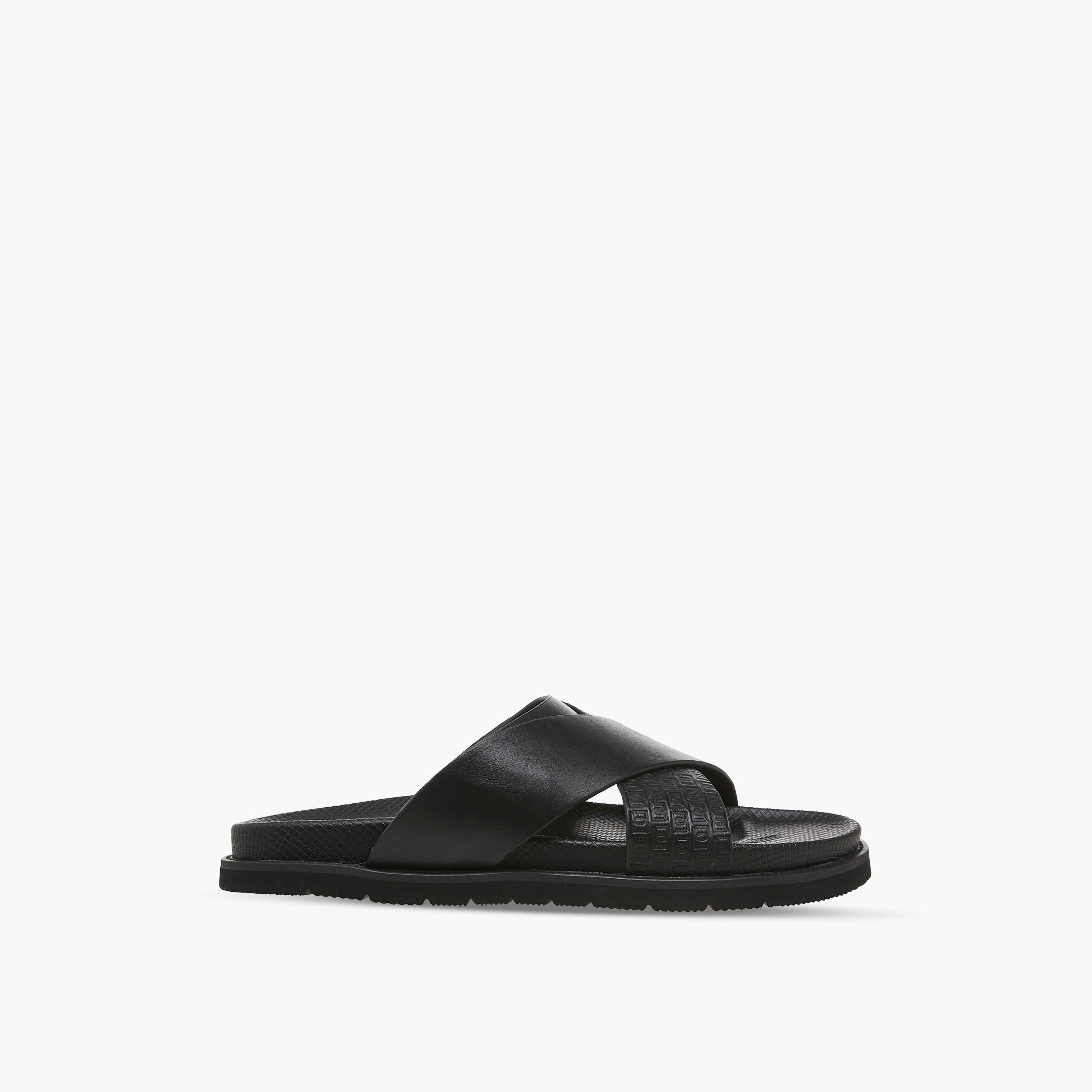 Duchini Men Monogram Textured Cross Strap Comfort Sandals-men-shoes-sandals-image-3