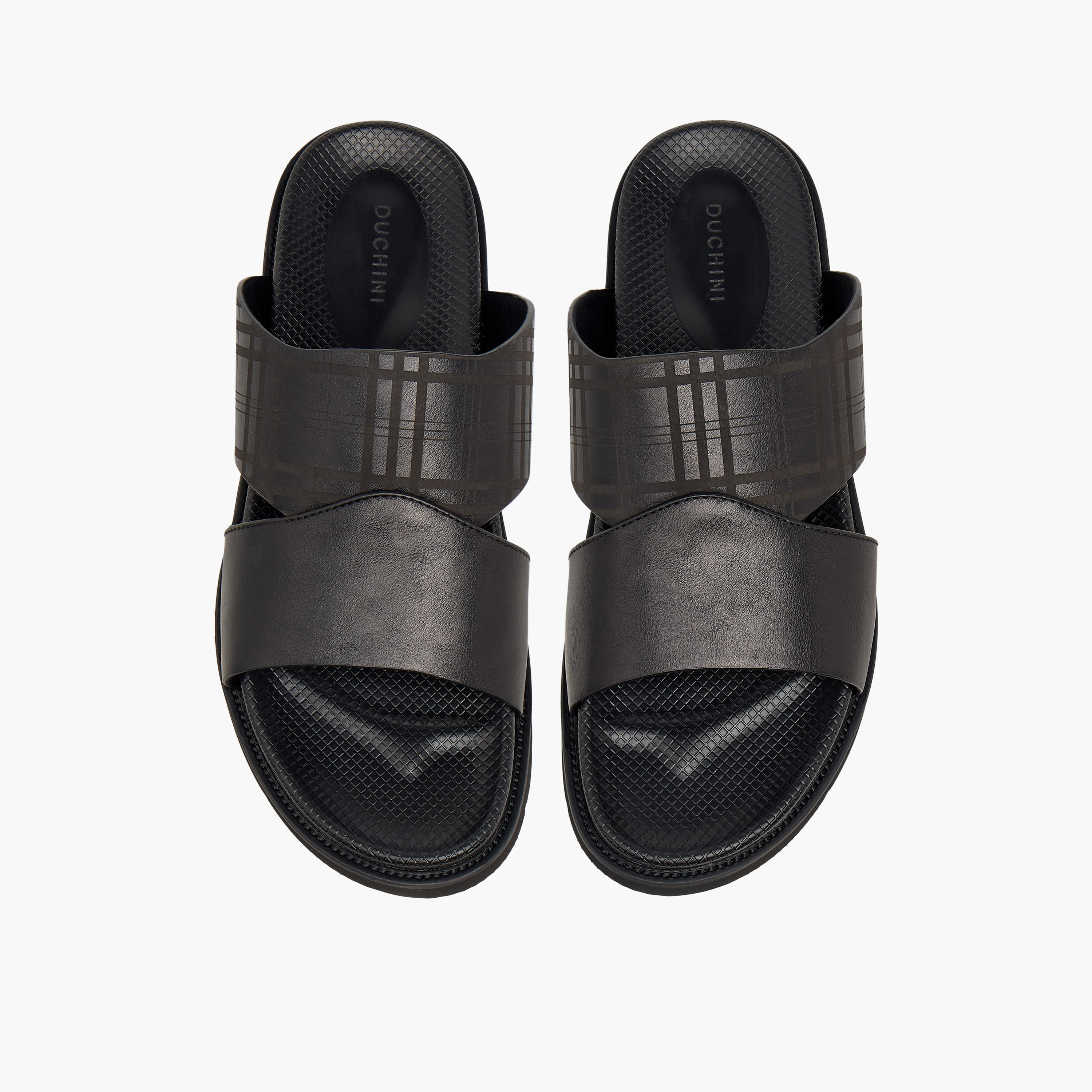Duchini Men Checked Slip-On Comfort Sandals-men-shoes-sandals-image-1