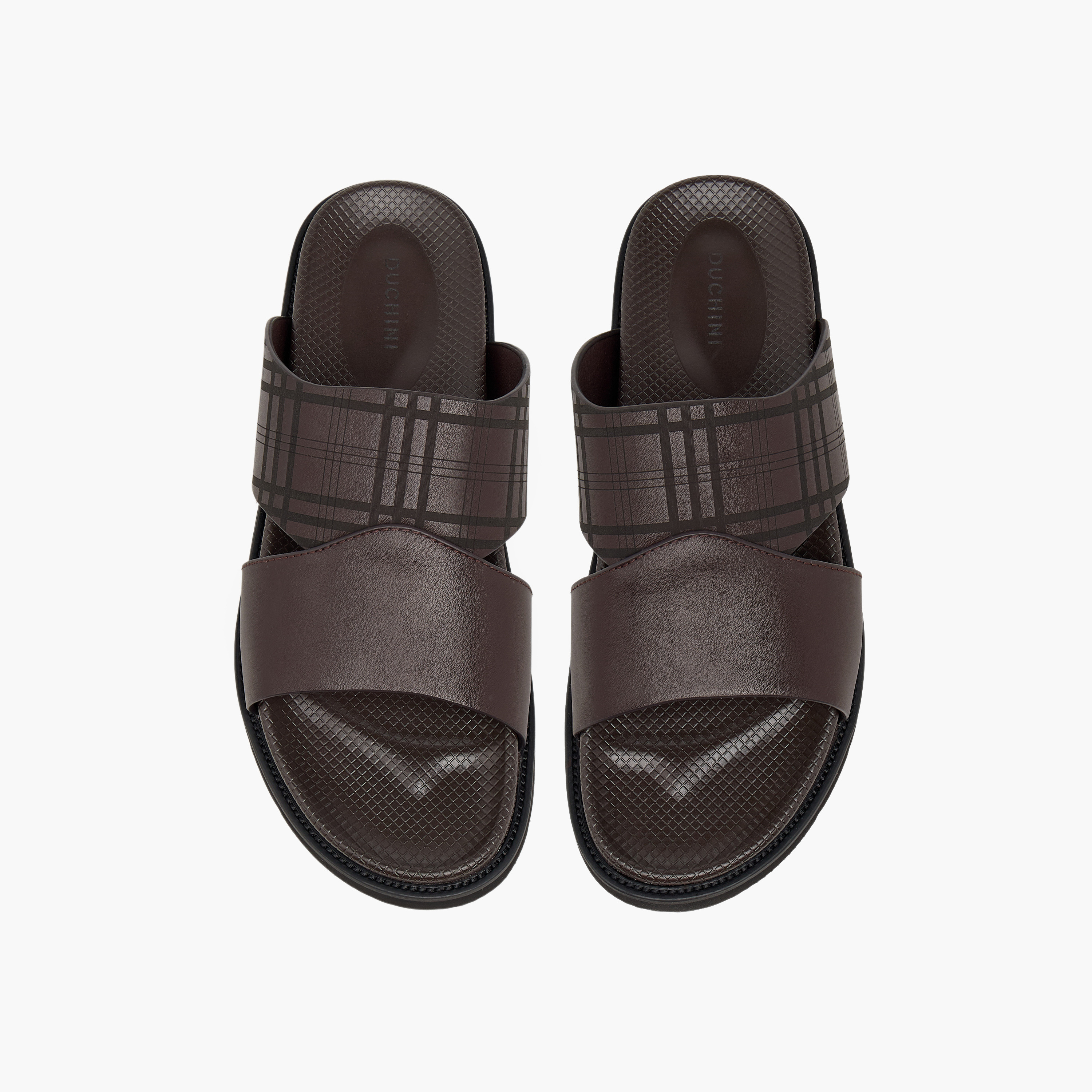Duchini Men Checked Slip-On Comfort Sandals-men-shoes-sandals-image-1