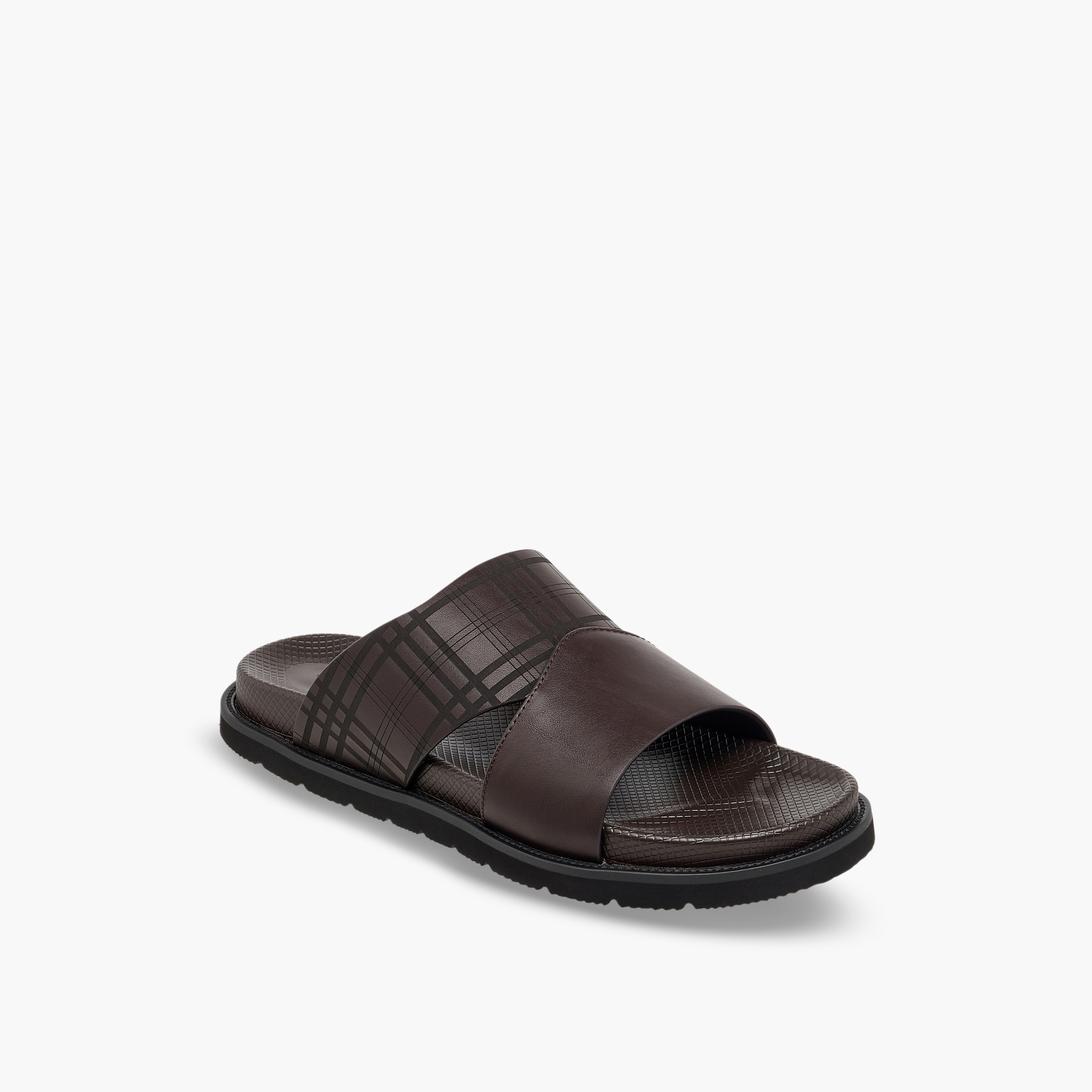 Duchini Men Checked Slip-On Comfort Sandals-men-shoes-sandals-image-2