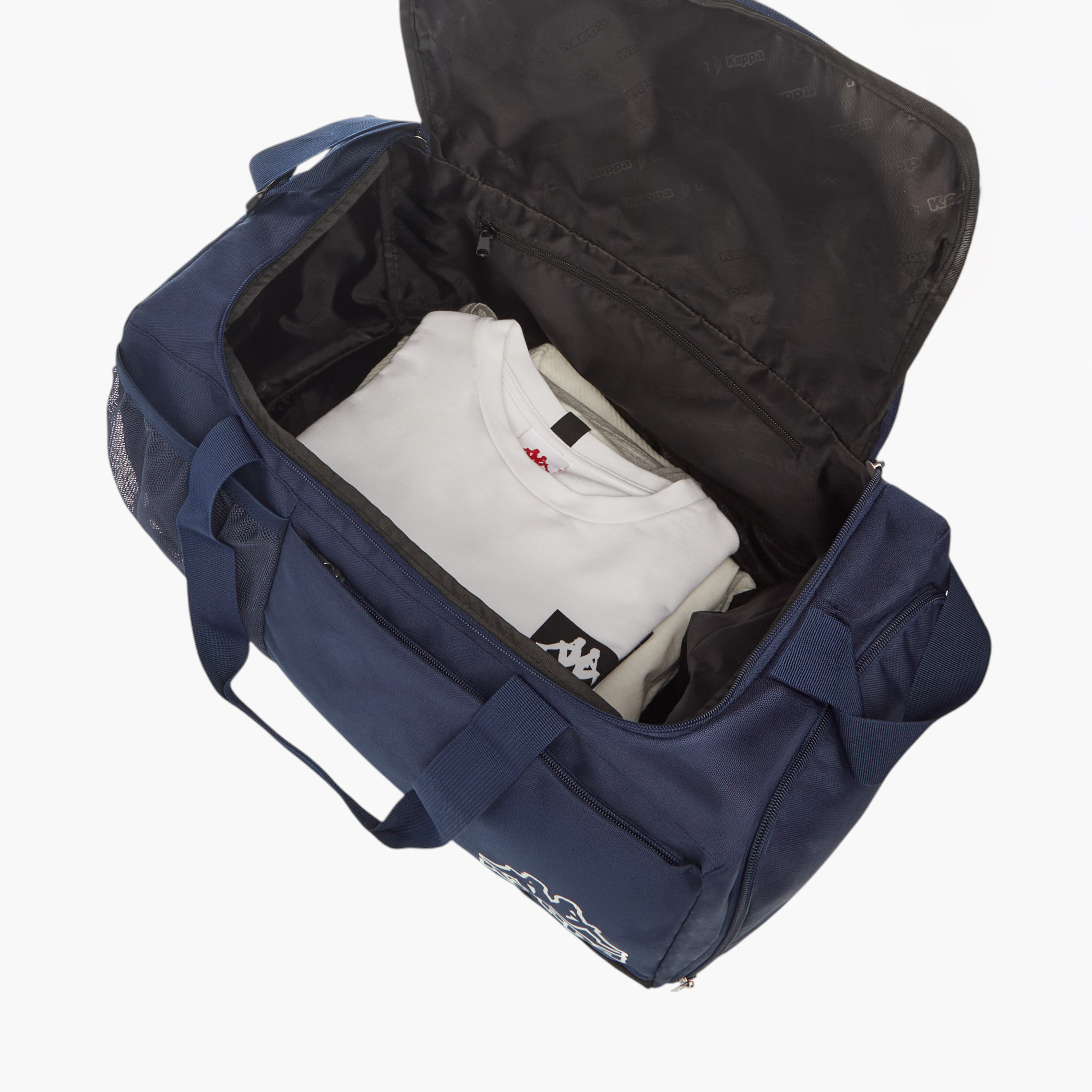 Kappa Logo Print Duffel Bag with Handles and Zip Closure-travel-luggagesandbags-dufflebags-image-8
