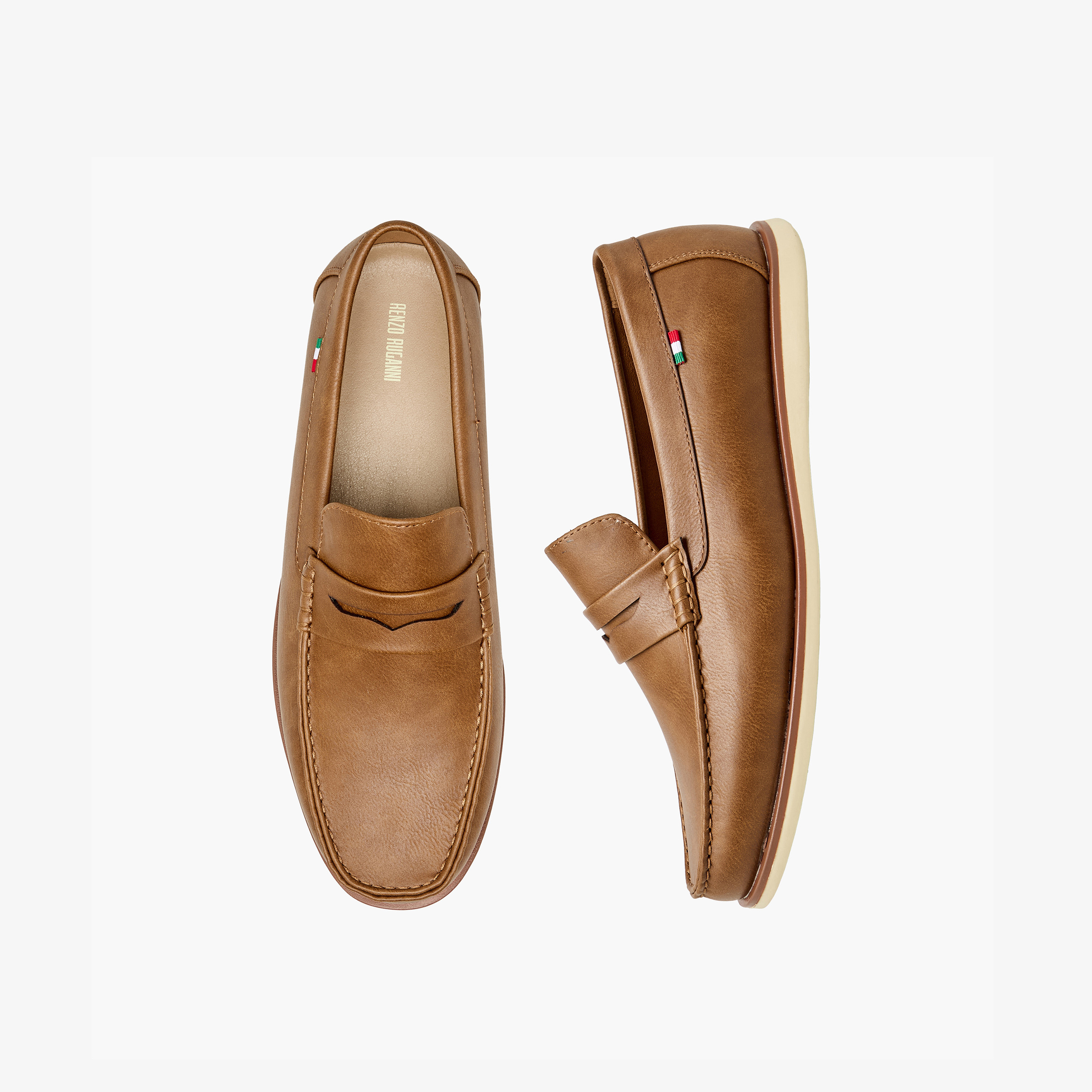 Renzo Ruganni Men Textured Penny Loafers-men-formalshoes-image-1