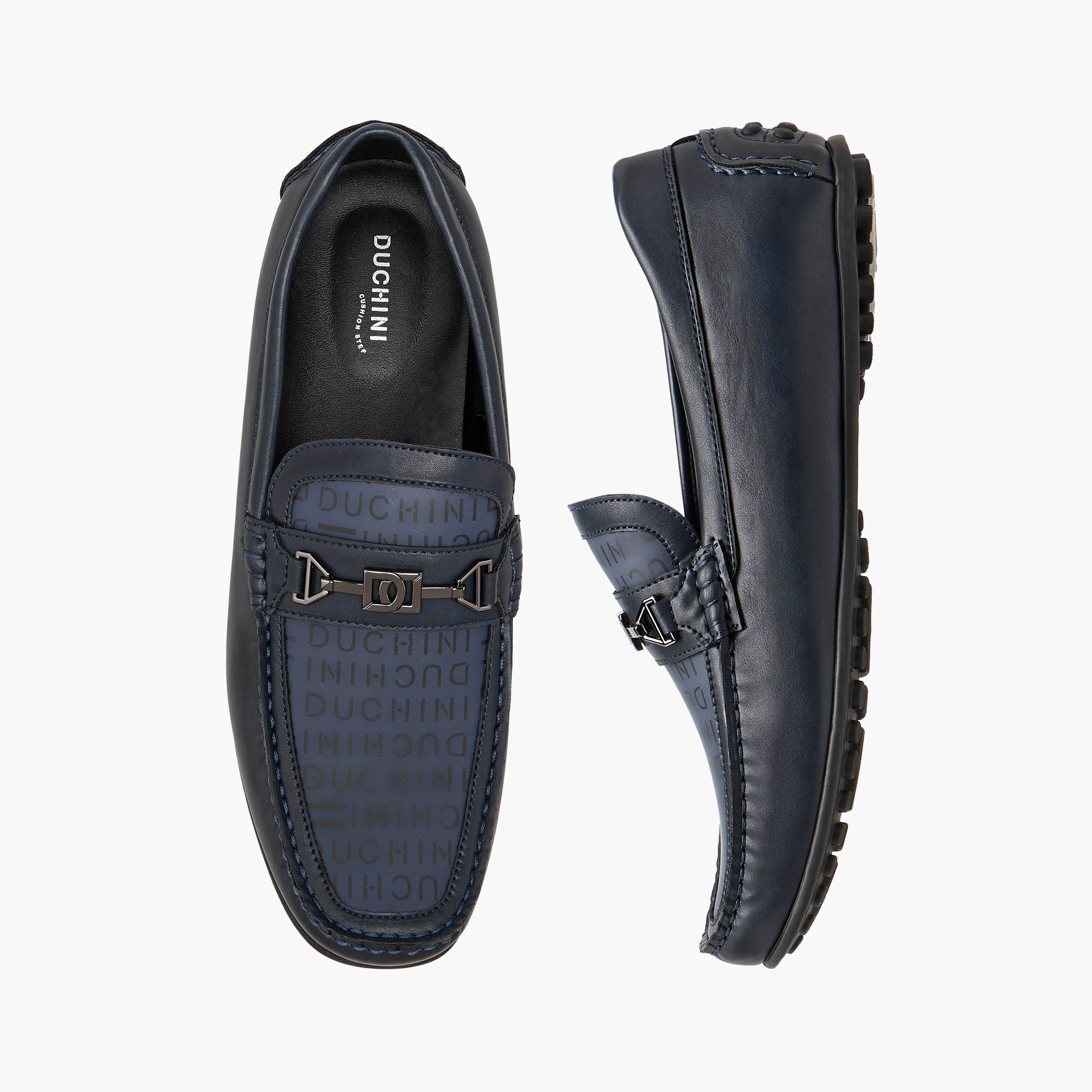 Duchini Men Monogram Print Slip-On Moccasins-men-shoes-loafersandmoccasins-image-1