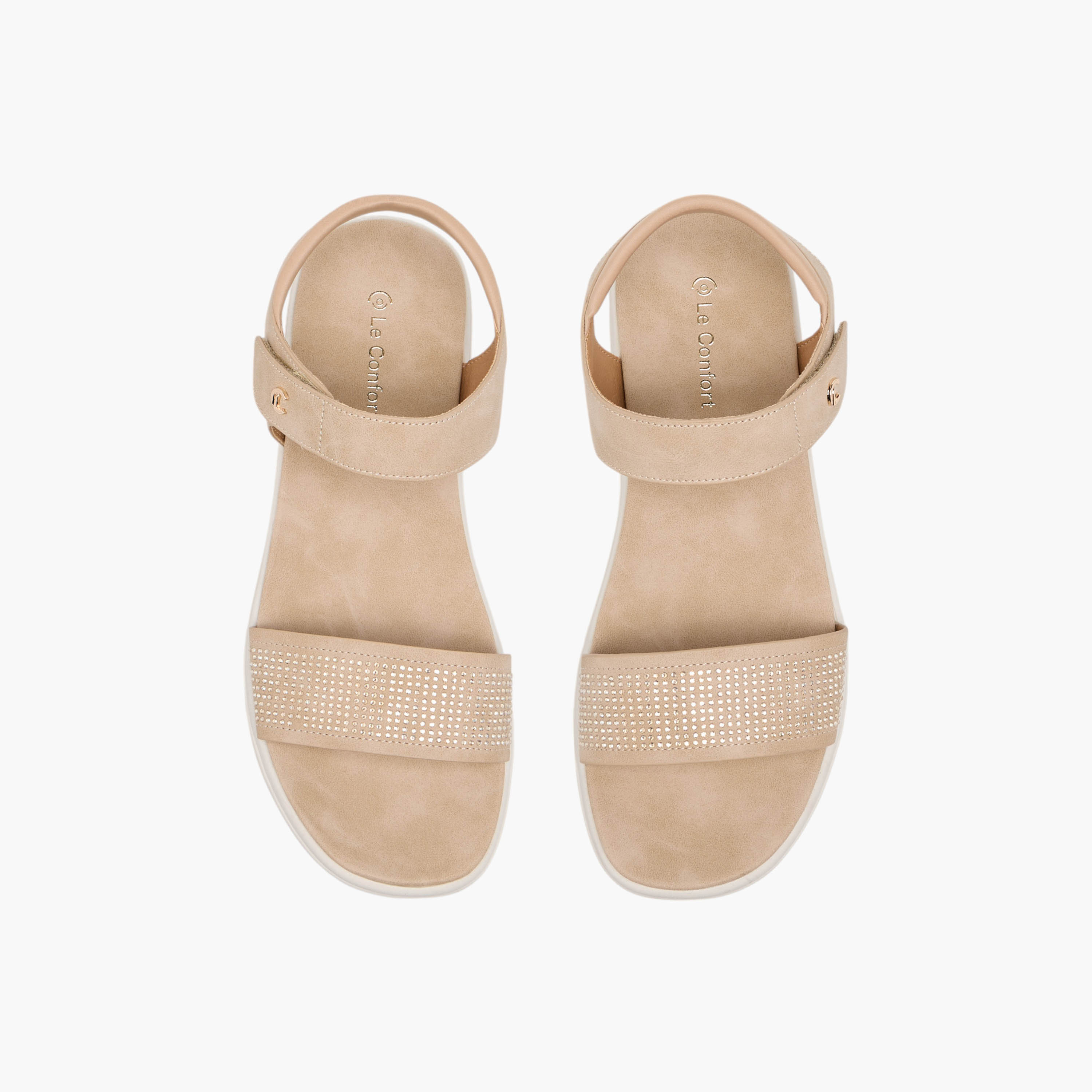 Le Confort Embellished Comfort Sandals with Hook and Loop Closure-women-shoes-sandals-heeled-image-1